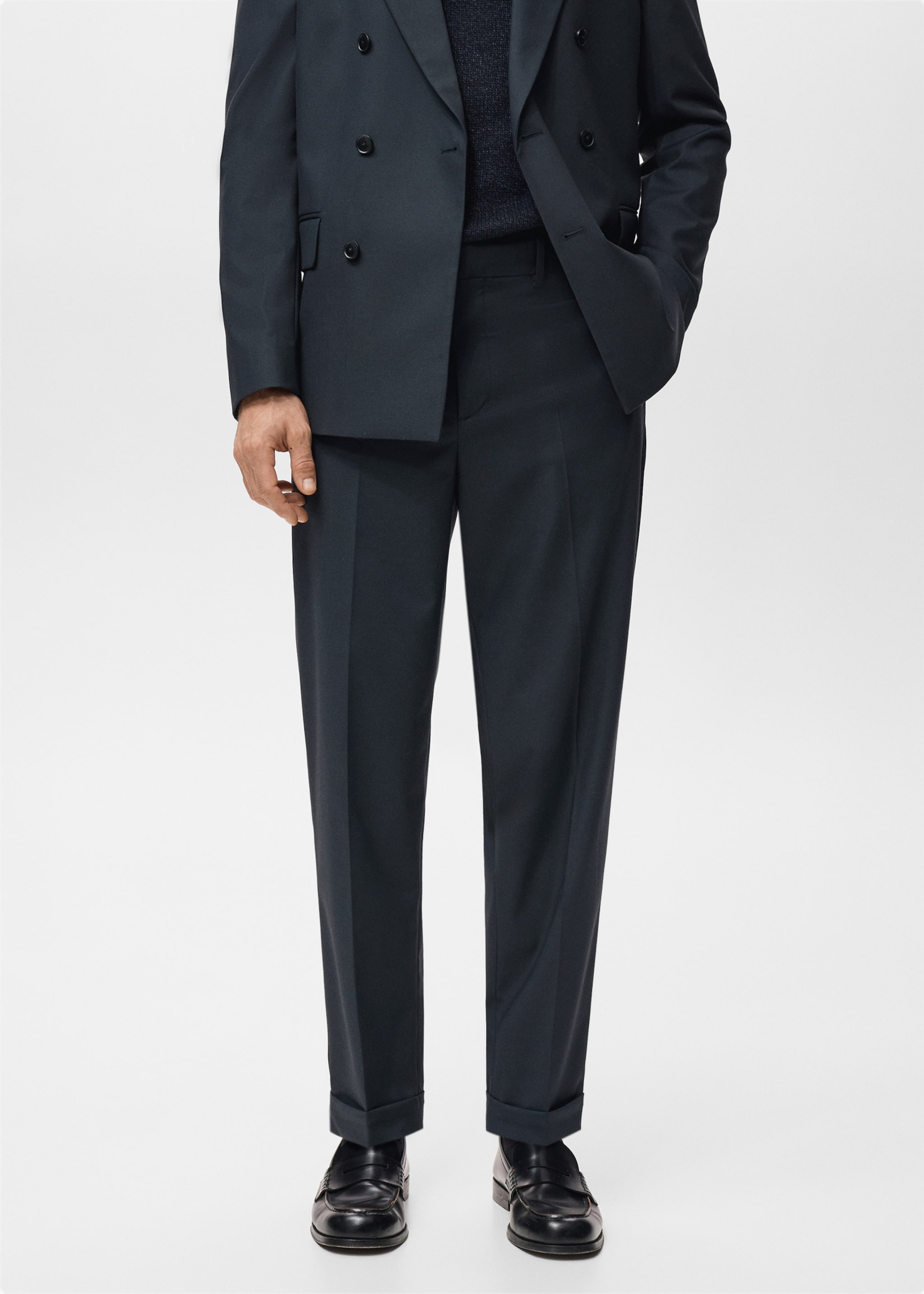 Boston Slim Fit Suit Trousers - Medium plane, Navy. Ref: 27041220-00.