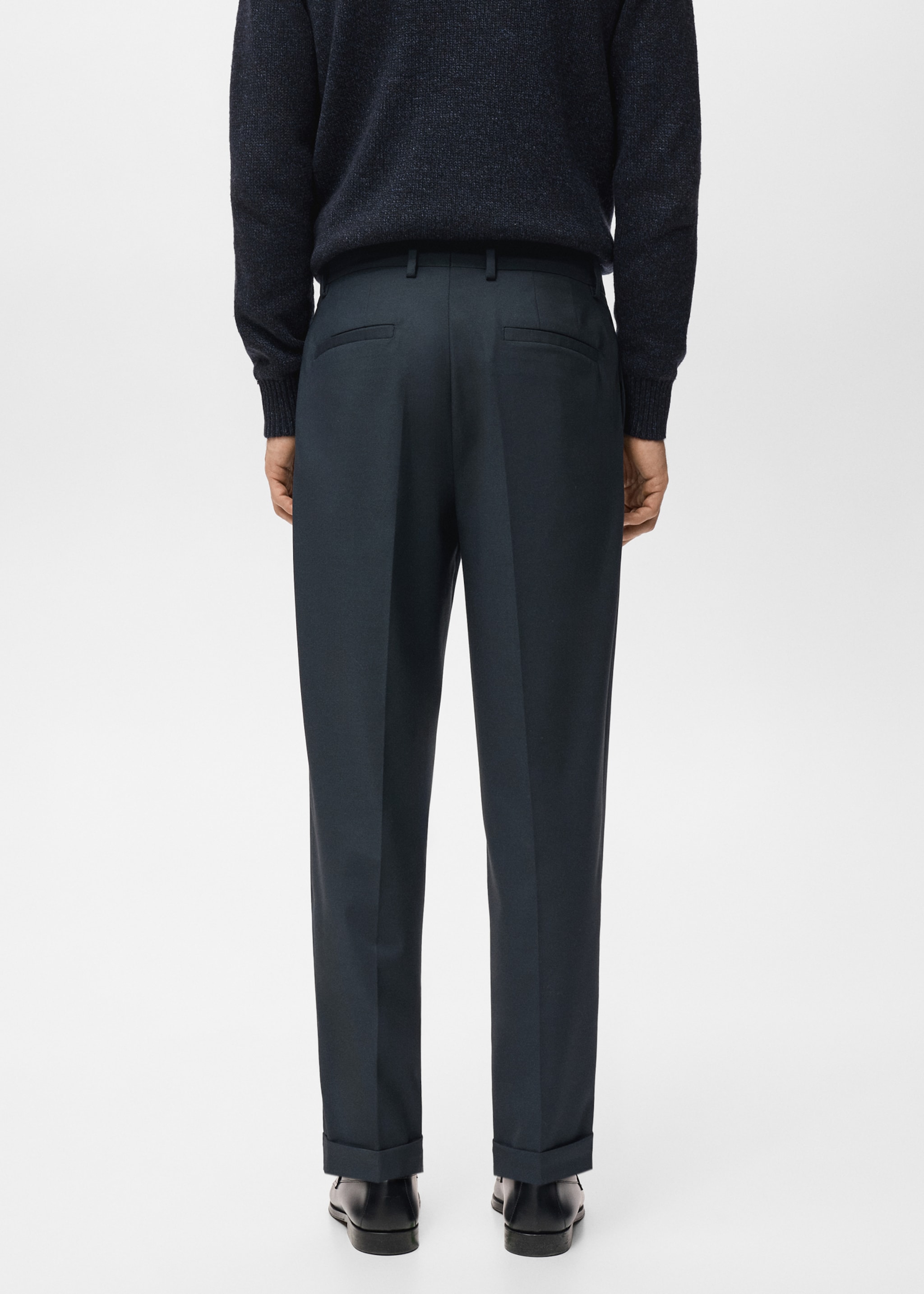 Boston Slim Fit Suit Trousers - Reverse of the article, Navy. Ref: 27041220-00.