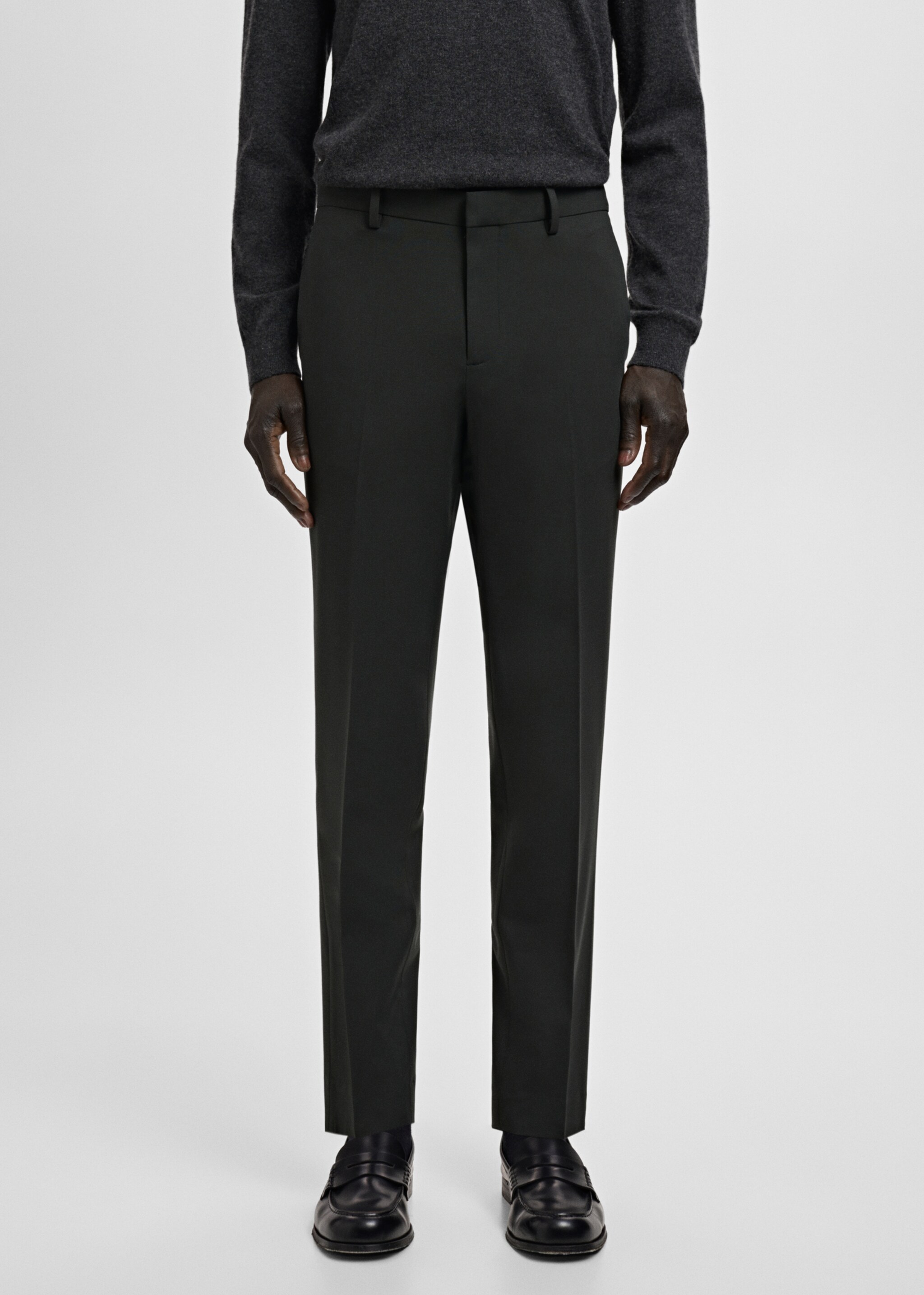 Stretch fabric super slim-fit suit trousers - Medium plane, Green. Ref: 27041221-00.