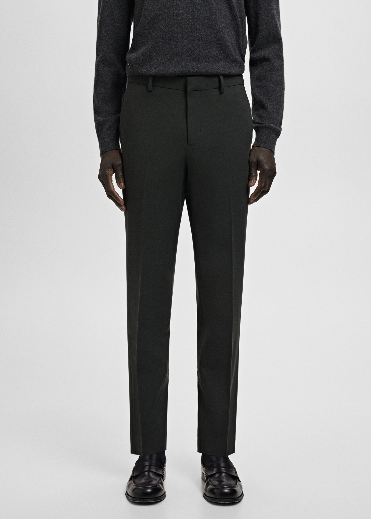 Stretch fabric super slim-fit suit trousers - Medium plane