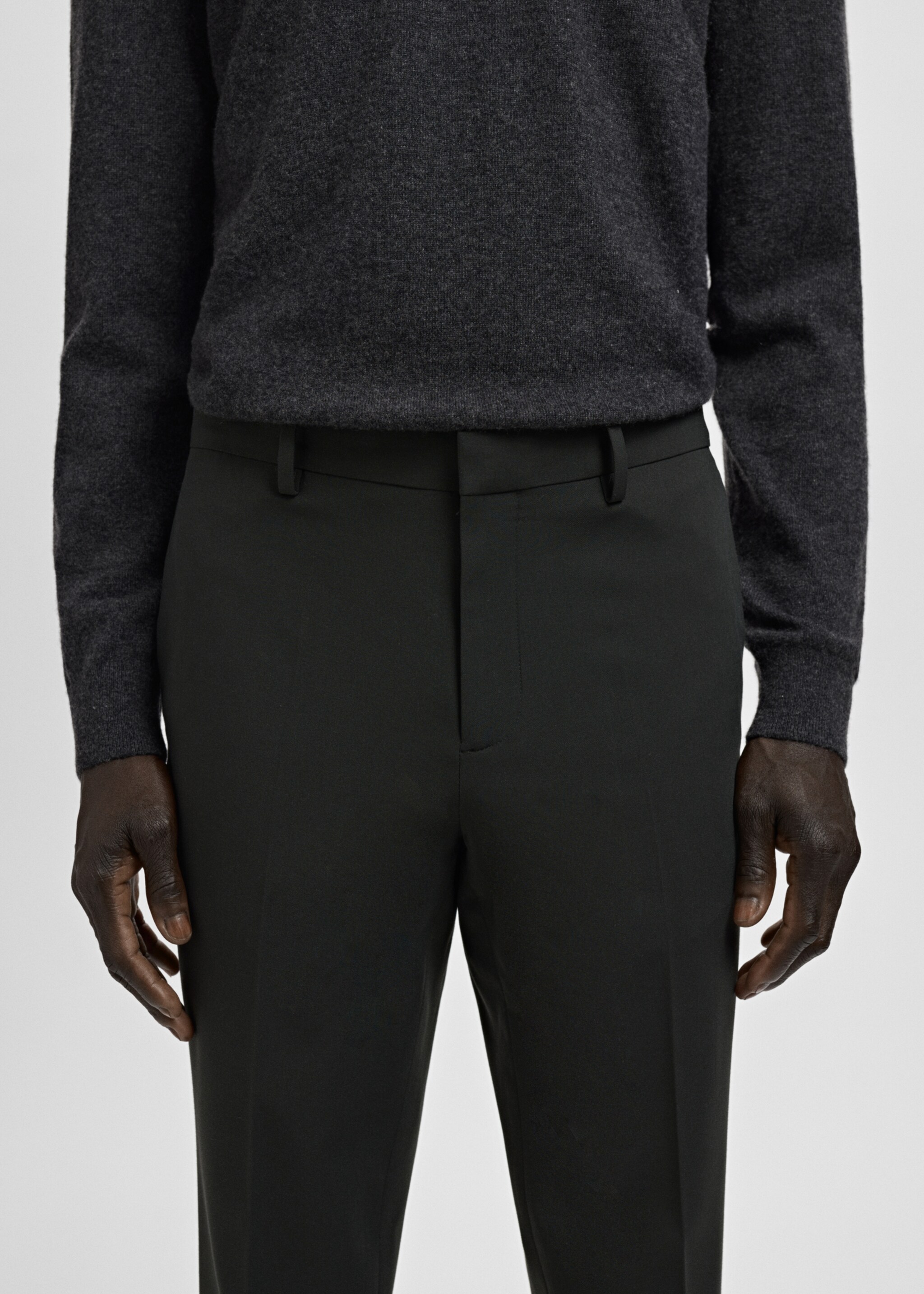 Stretch fabric super slim-fit suit trousers - Details of the article 1, Green. Ref: 27041221-00.