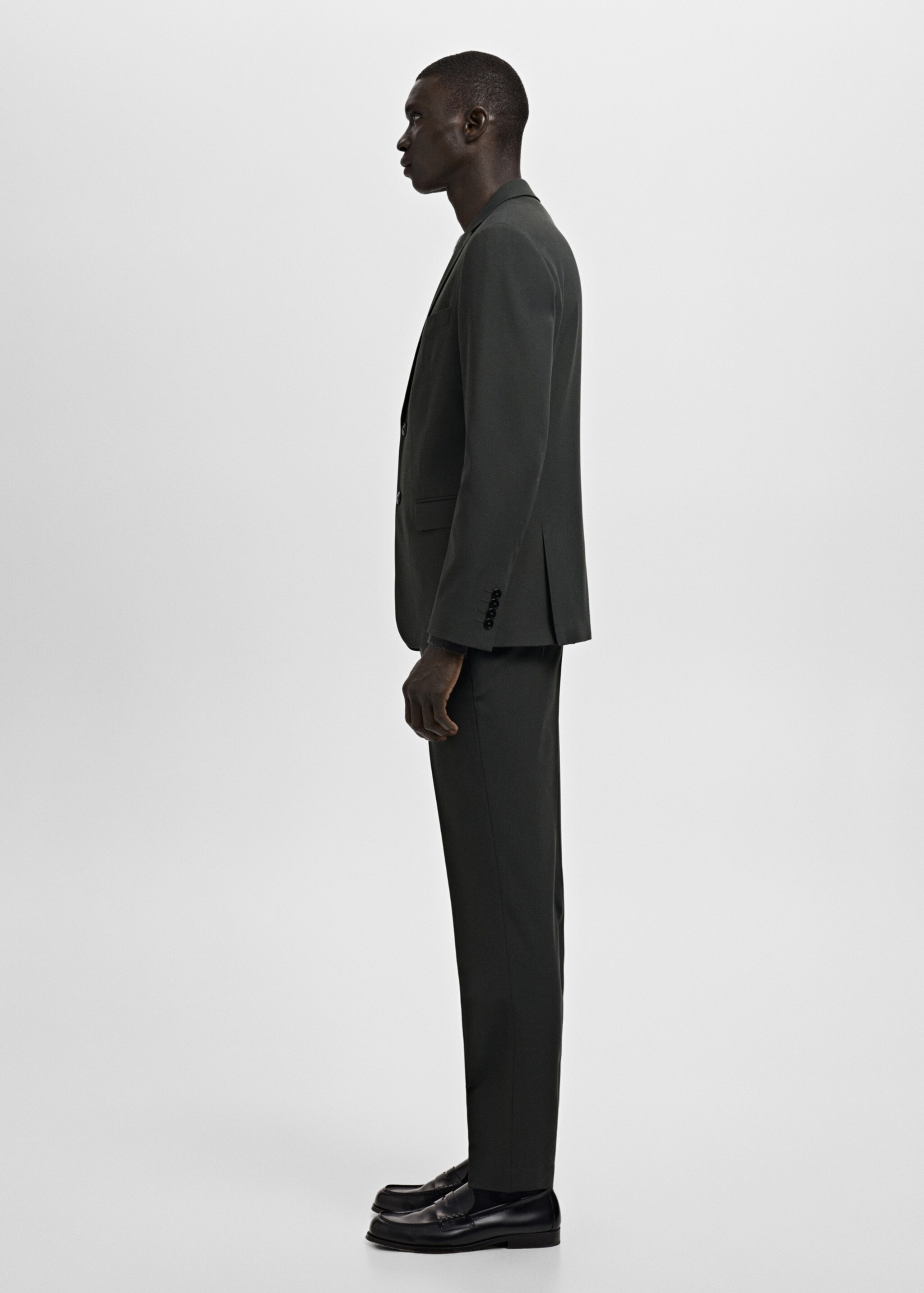 Stretch fabric super slim-fit suit trousers - Details of the article 2, Green. Ref: 27041221-00.