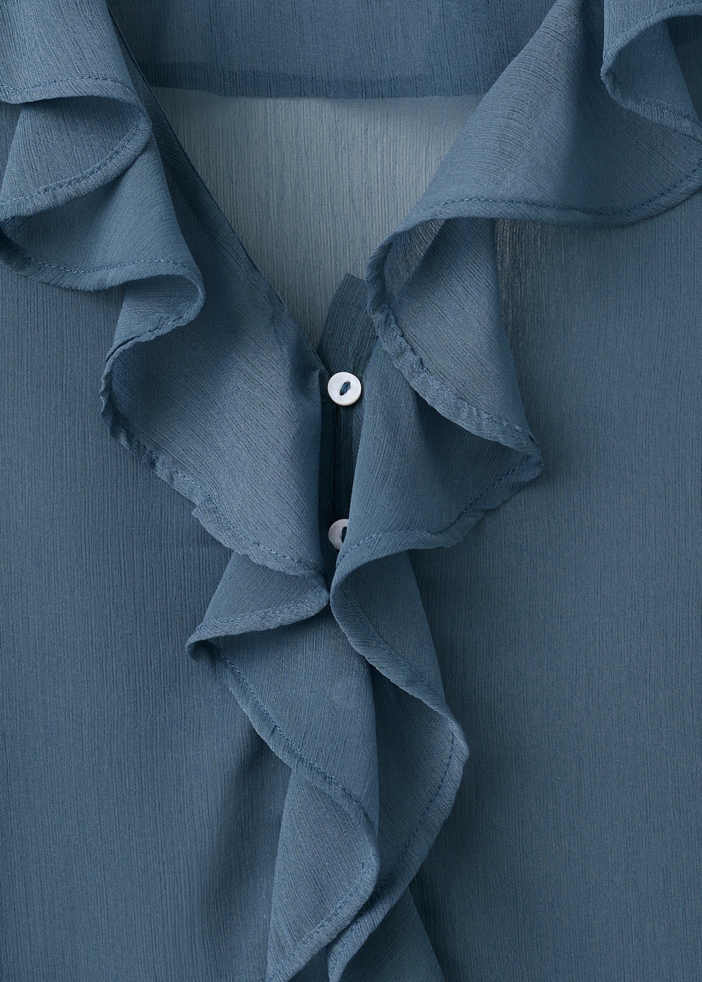 Sheer blouse with ruffles