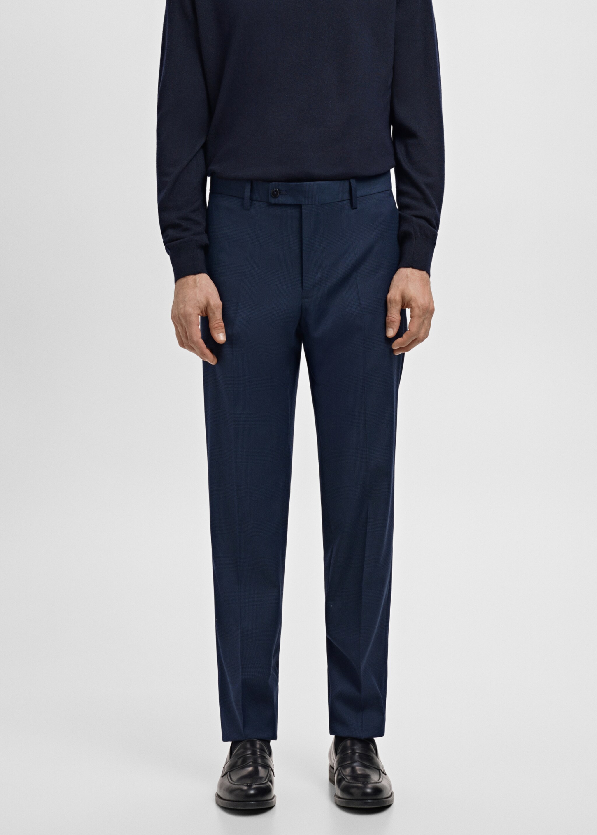 Pantalon costume Milán slim-fit - Plan moyen, Bleu marine foncé. Ref: 27041223-00.