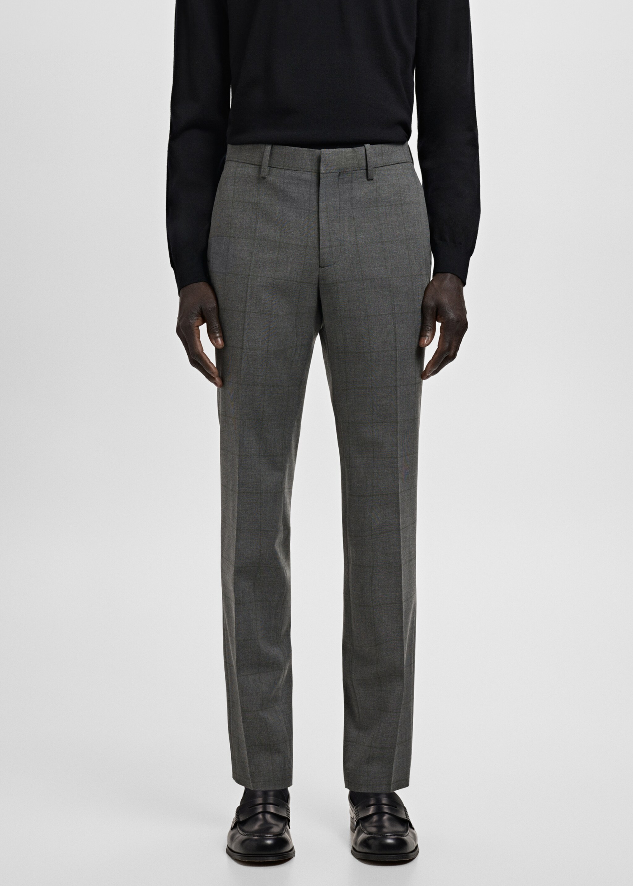 Stretch fabric super slim-fit suit trousers - Medium plane, Medium Heather Grey. Ref: 27041225-00.