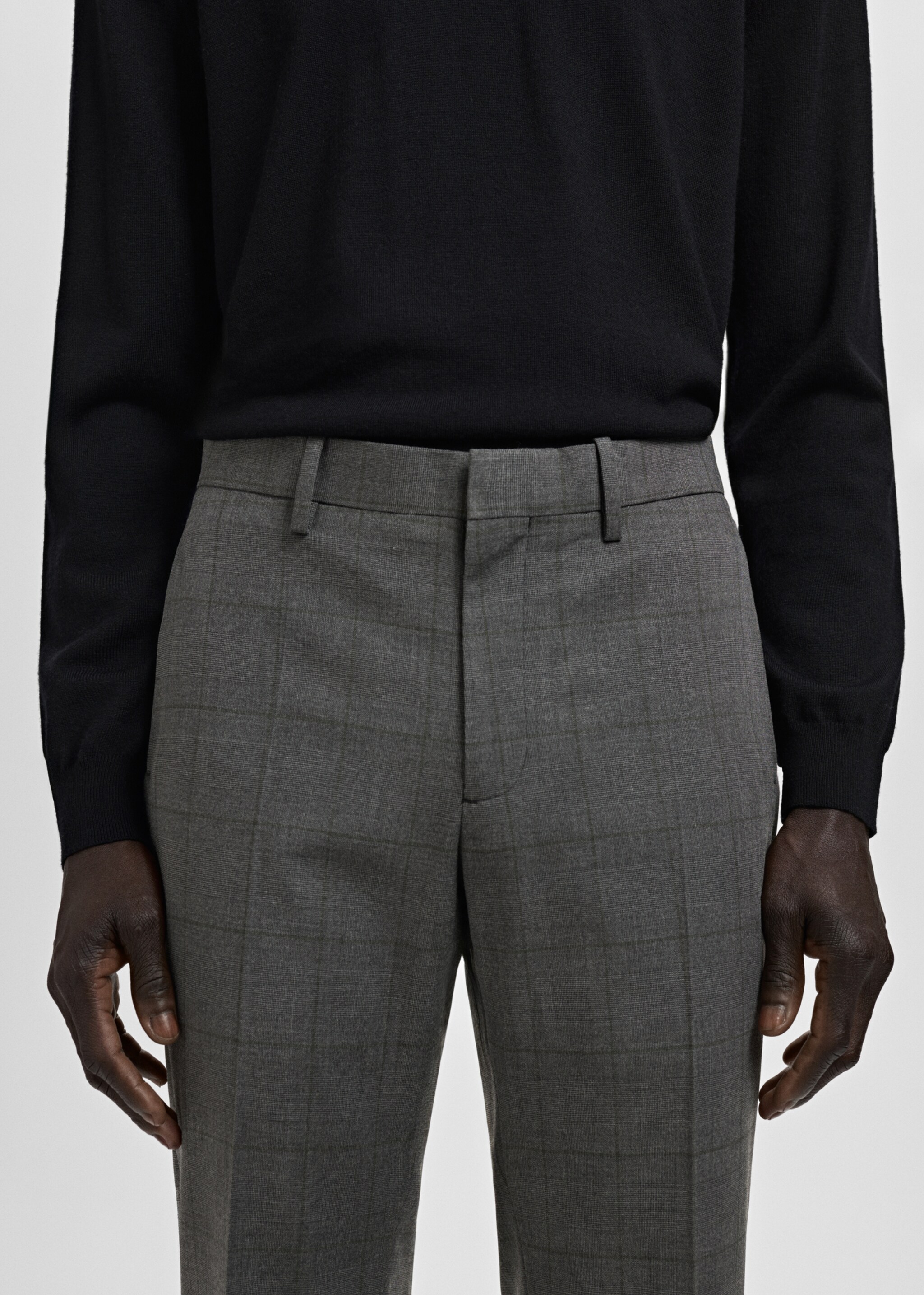 Stretch fabric super slim-fit suit trousers - Details of the article 1, Medium Heather Grey. Ref: 27041225-00.