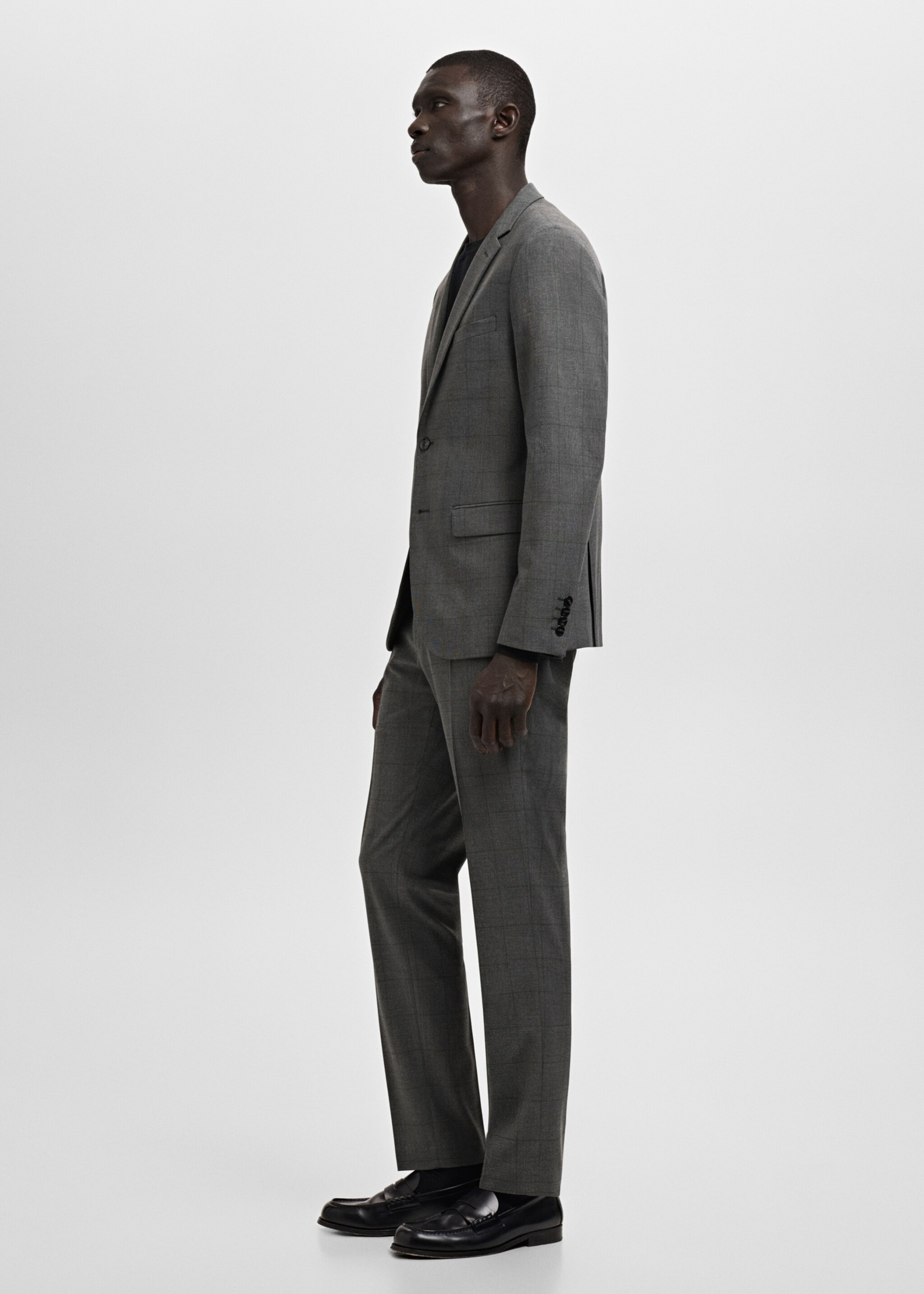 Stretch fabric super slim-fit suit trousers - Details of the article 2, Medium Heather Grey. Ref: 27041225-00.