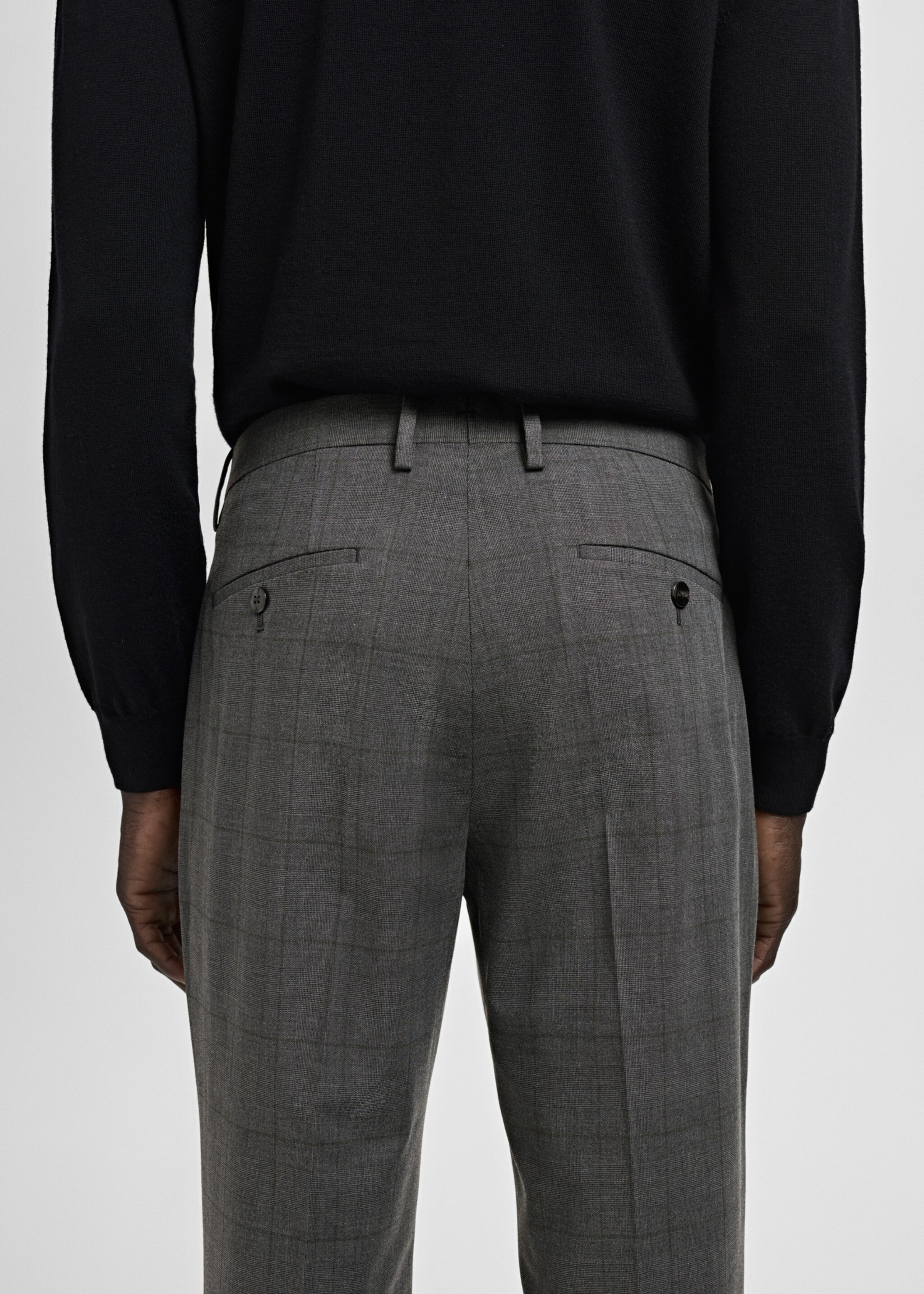Stretch fabric super slim-fit suit trousers - Details of the article 6, Medium Heather Grey. Ref: 27041225-00.