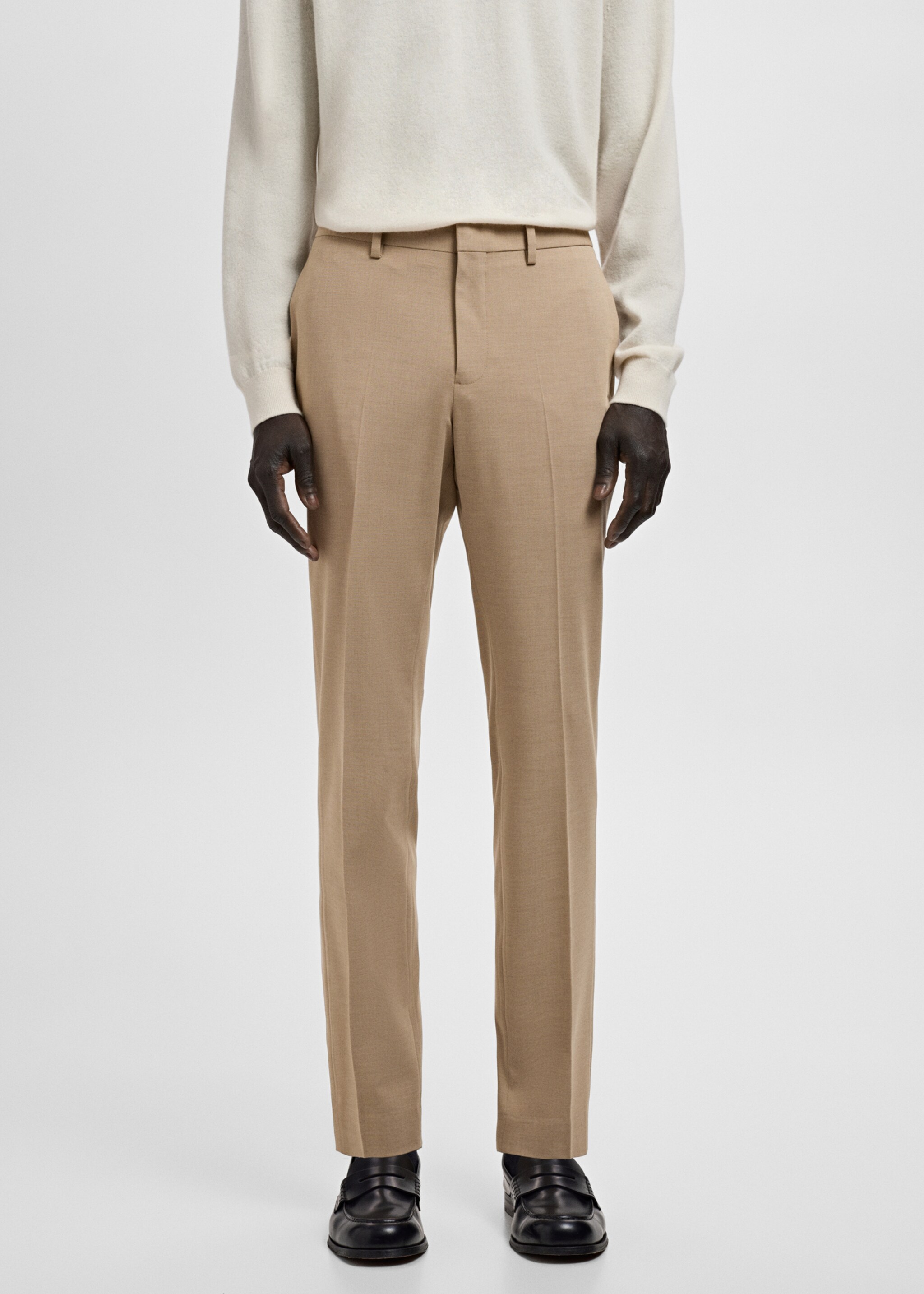 Pantalon costume Parí super slim-fit - Plan moyen, Beige. Ref: 27041226-00.