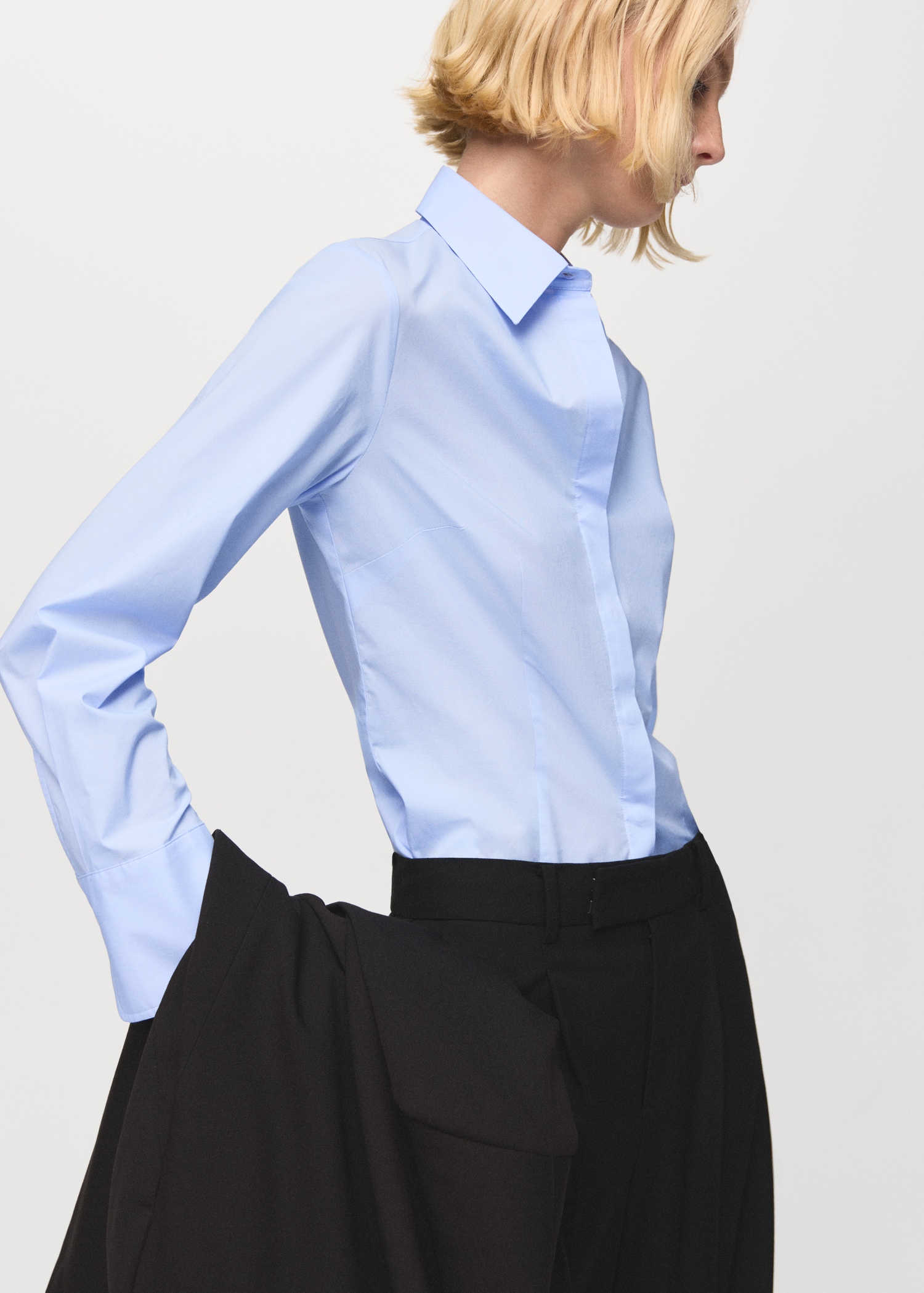 Slim-fit poplin shirt - Medium plane