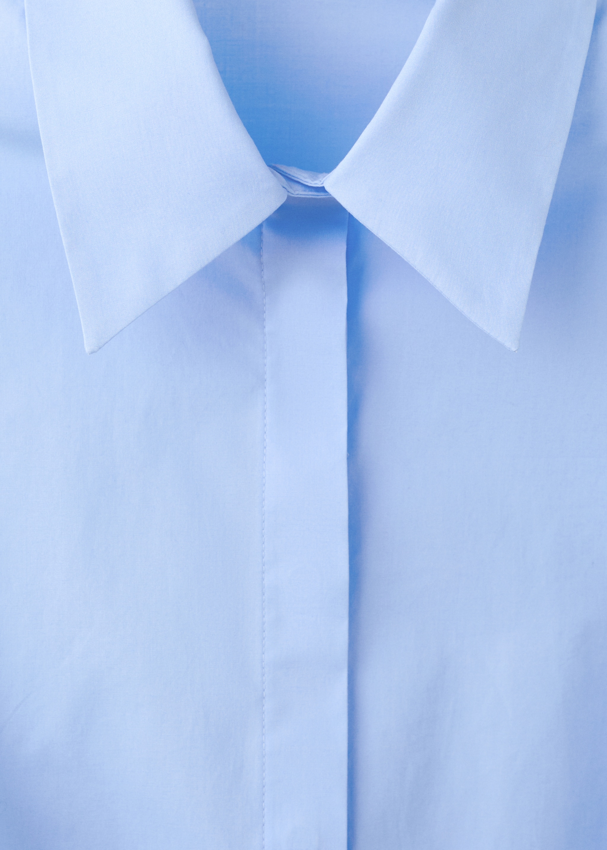 Slim-fit poplin shirt - Details of the article 8, Sky Blue. Ref: 27041228-00.