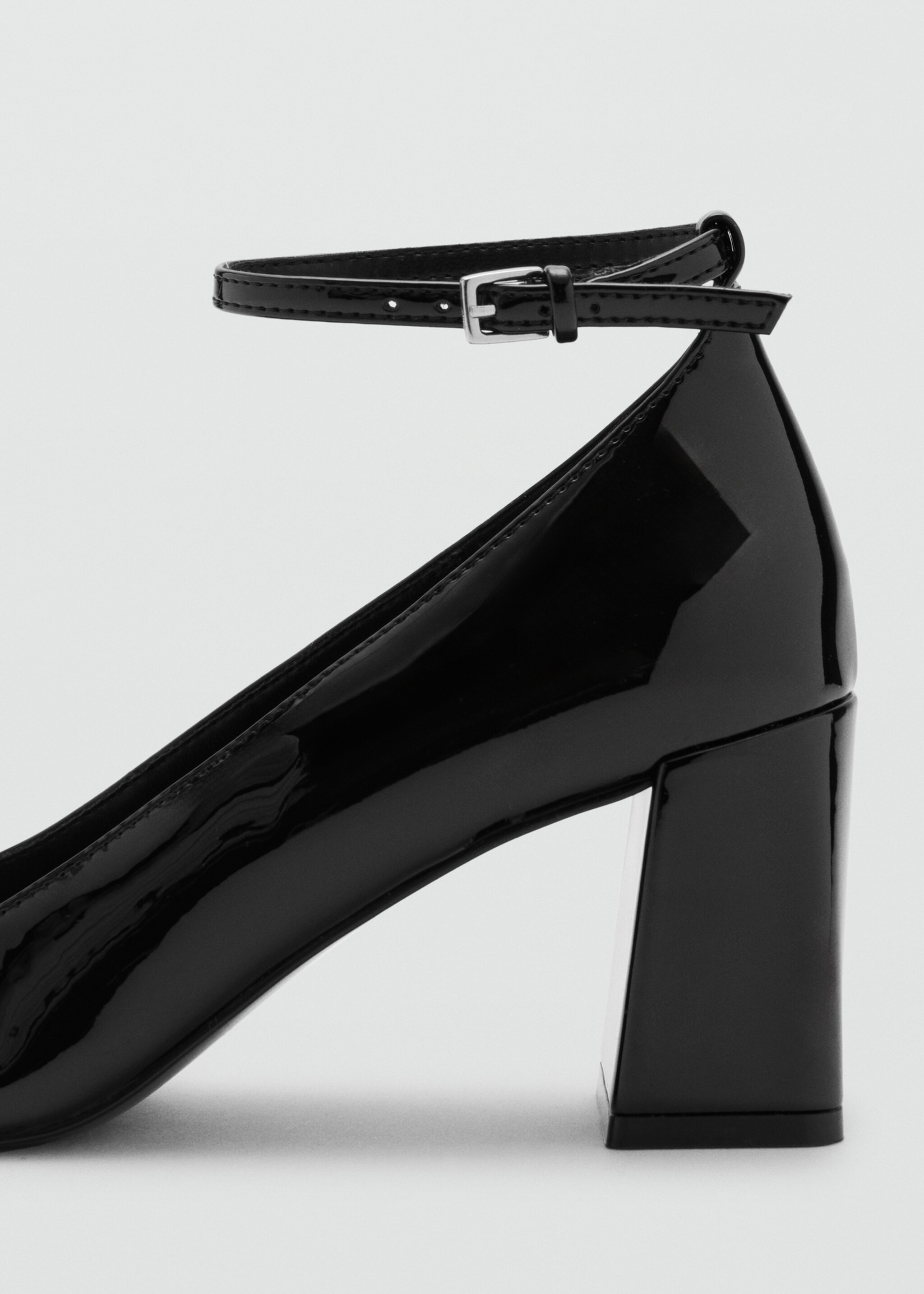 Patent leather high-heeled shoes with ankle straps - Details of the article 1, Black. Ref: 27041236-00.