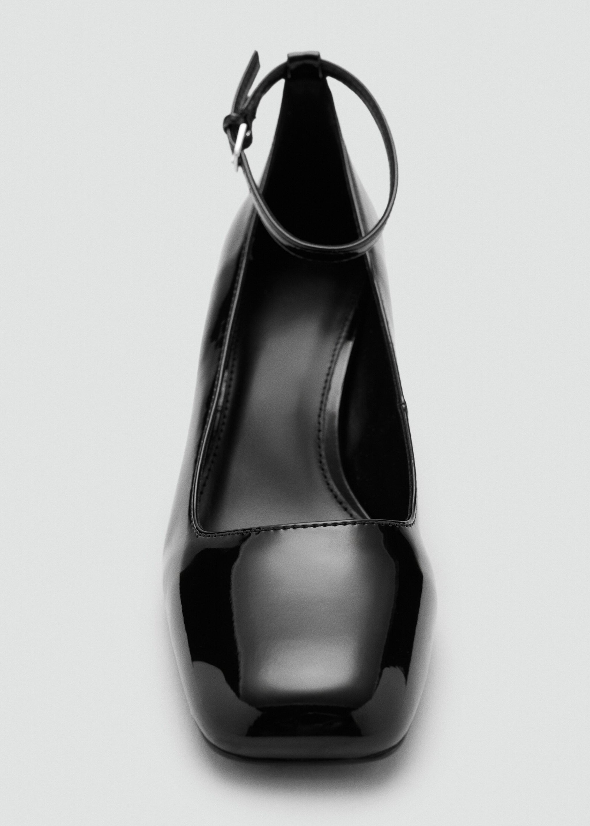 Patent leather high-heeled shoes with ankle straps - Details of the article 3, Black. Ref: 27041236-00.