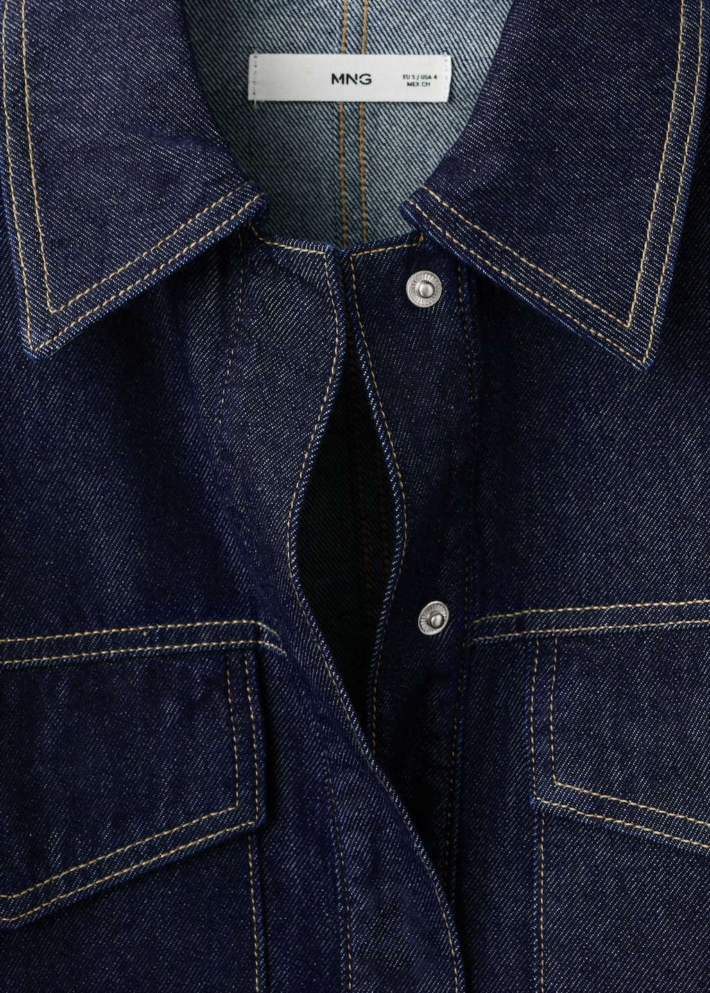Denim shirt with flap pockets
