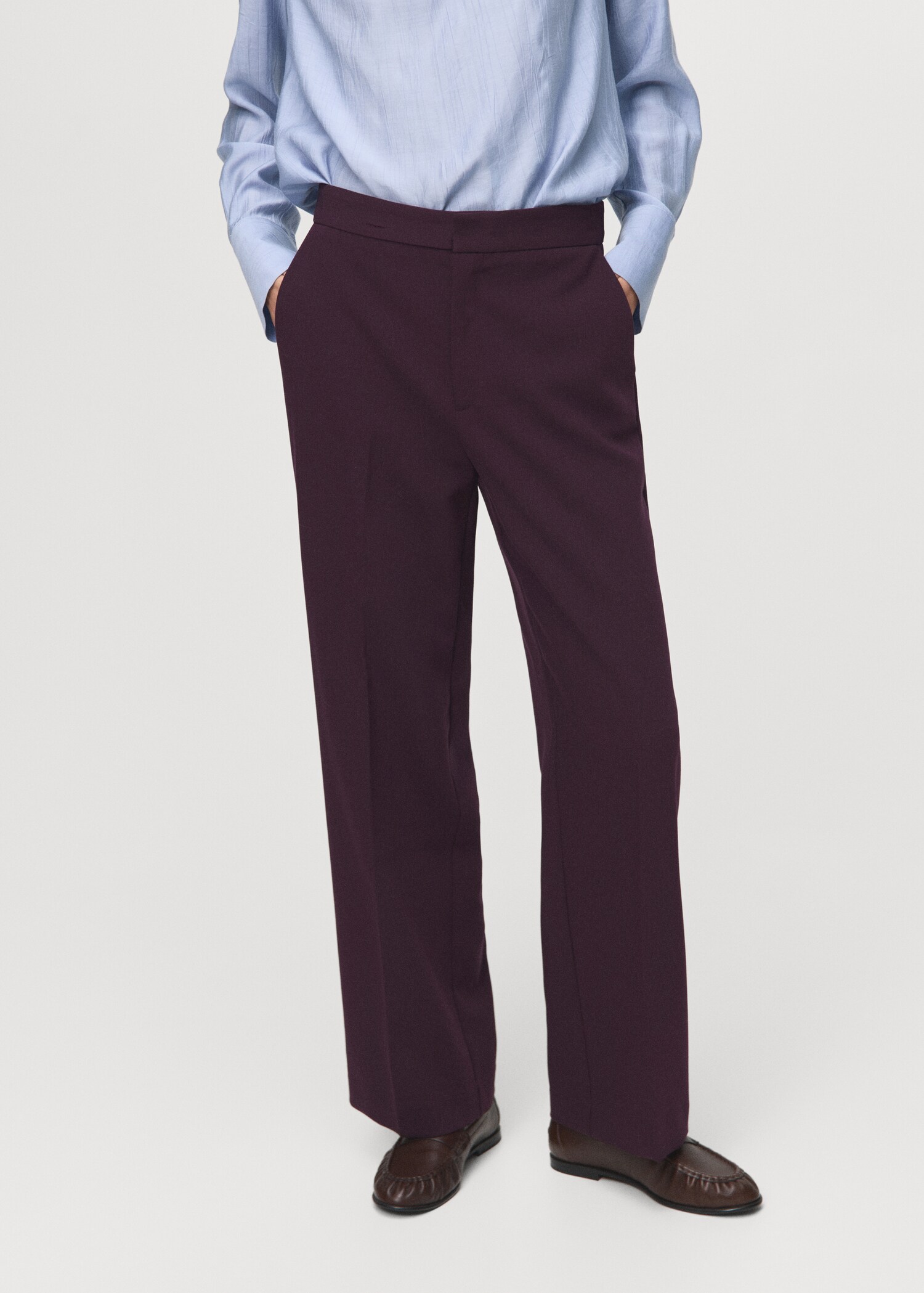 High-waist straight trousers - Medium plane