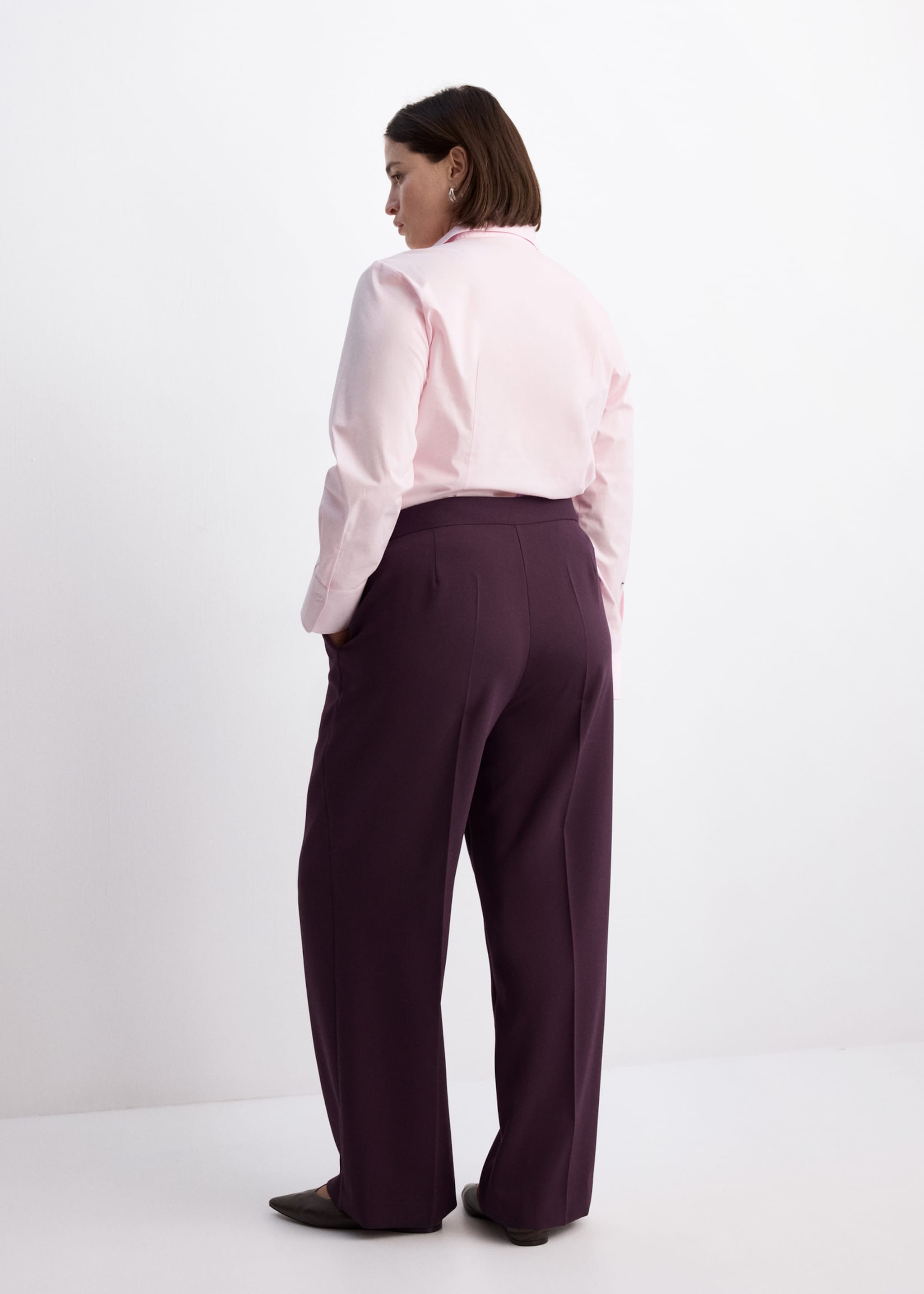 Pantalon droit taille haute - Détail de l'article 4, Prune. Ref: 27041238-00.