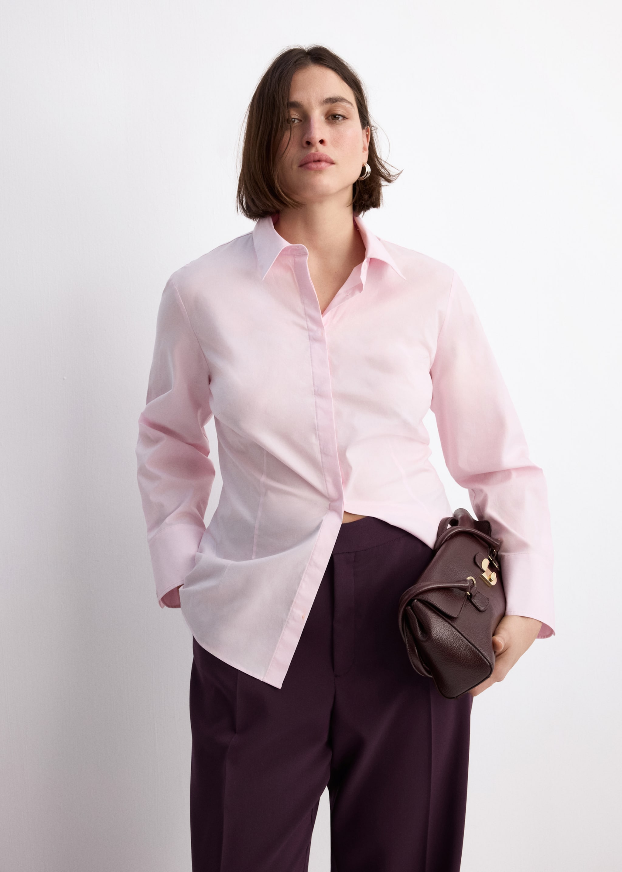 Pantalon droit taille haute - Détail de l'article 5, Prune. Ref: 27041238-00.