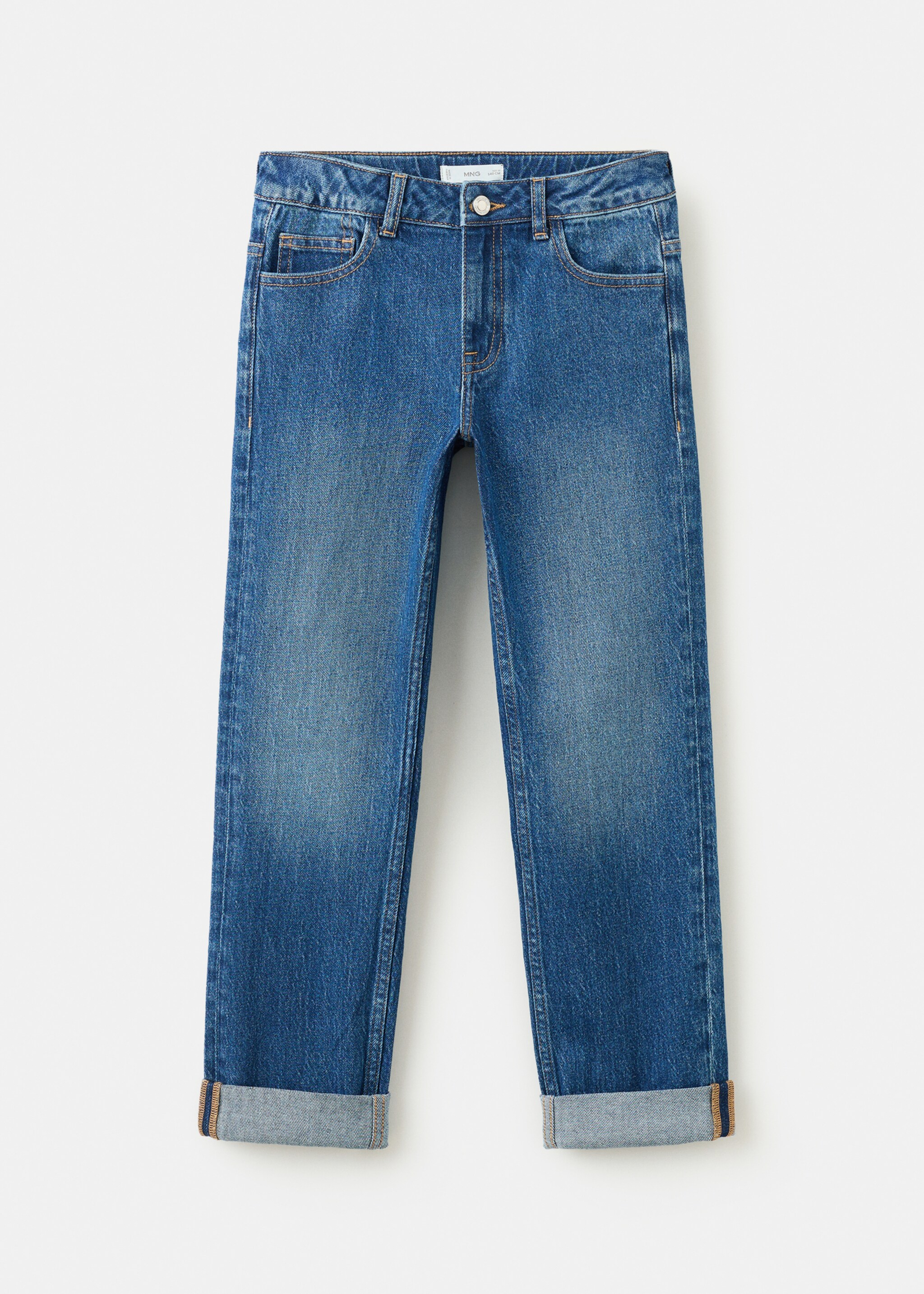 Turned-up straight jeans - Article without model, Medium Blue. Ref: 27041239-00.