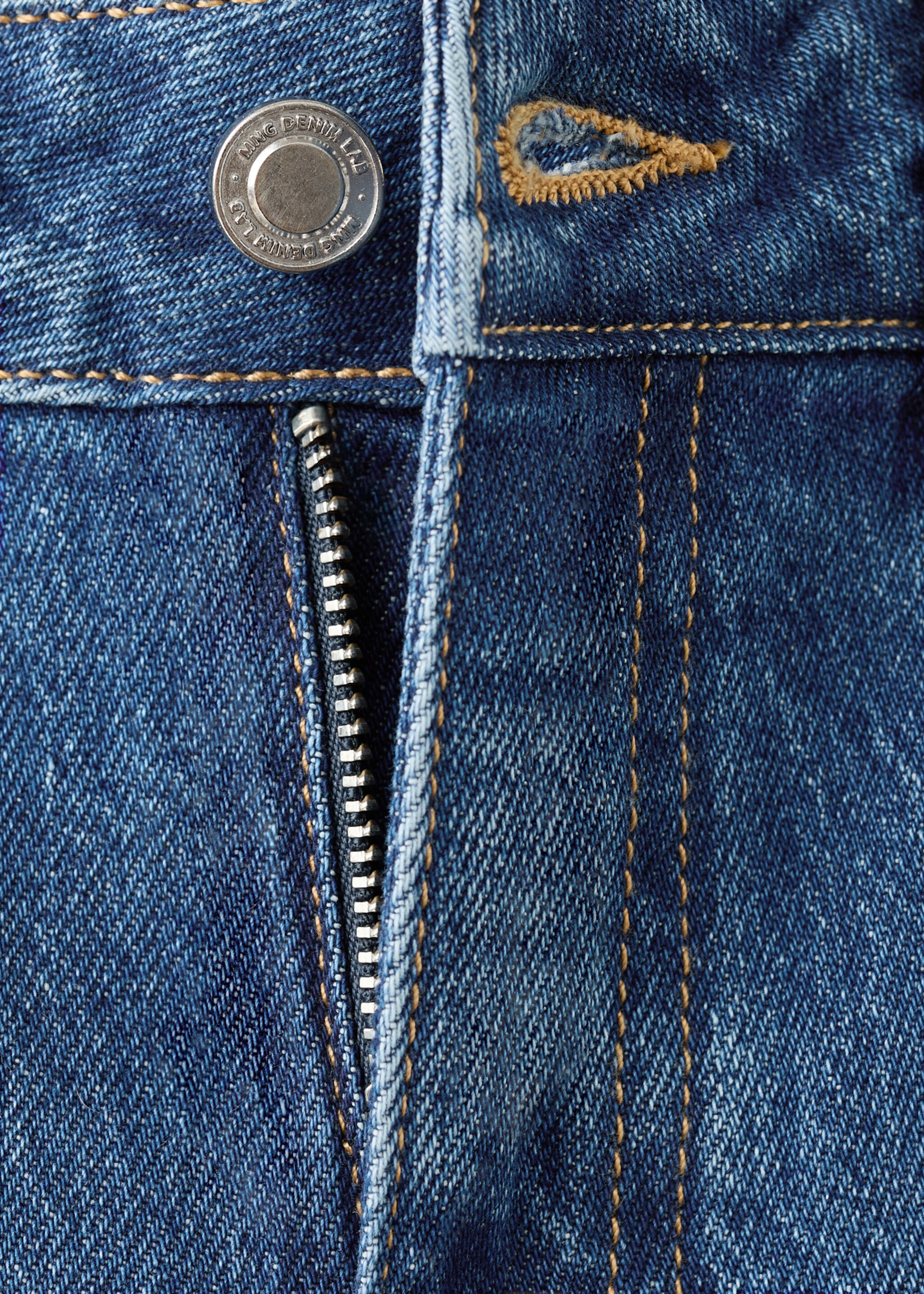 Turned-up straight jeans - Details of the article 8, Medium Blue. Ref: 27041239-00.