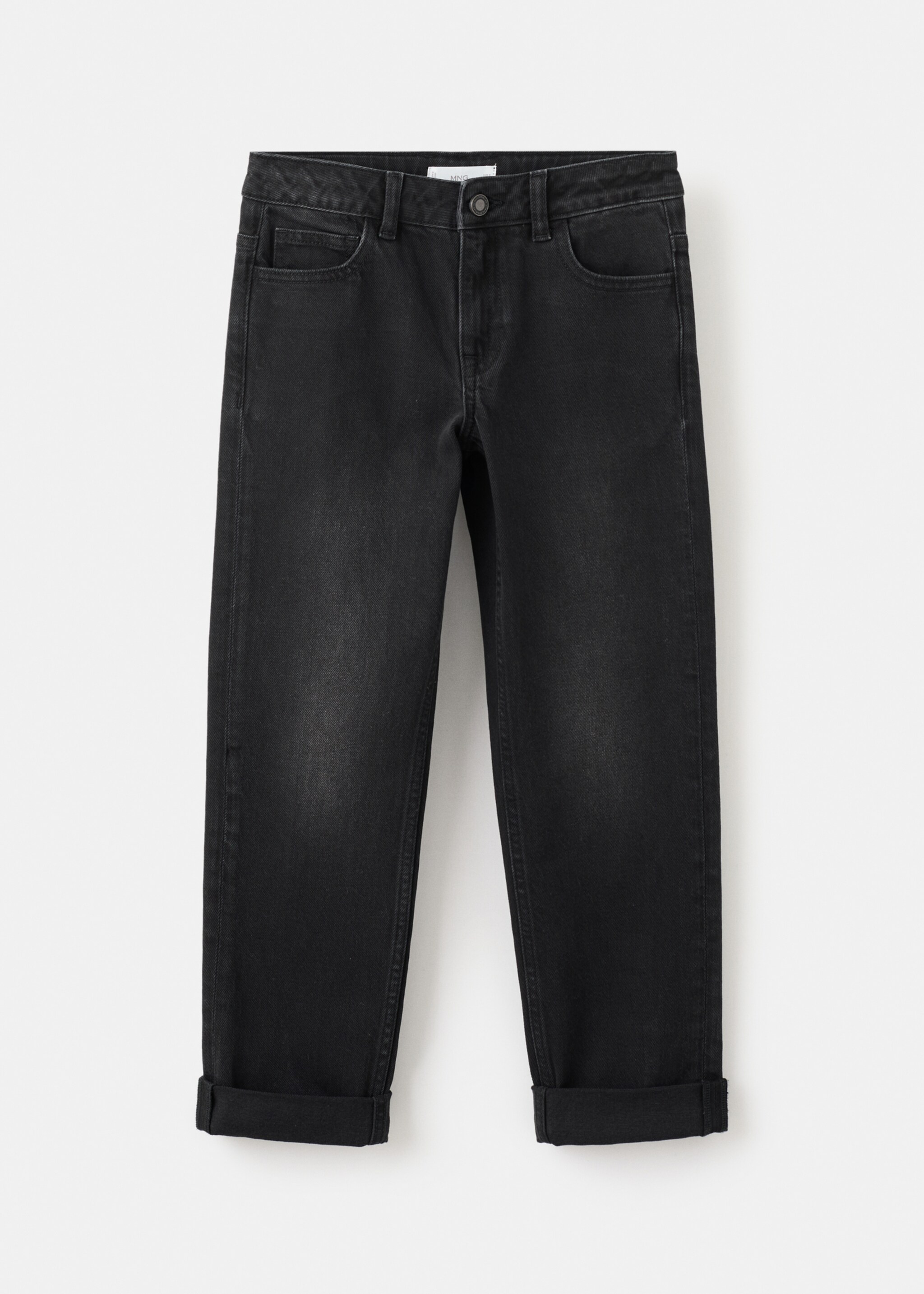 Turned-up straight jeans - Article without model, Black denim. Ref: 27041239-00.