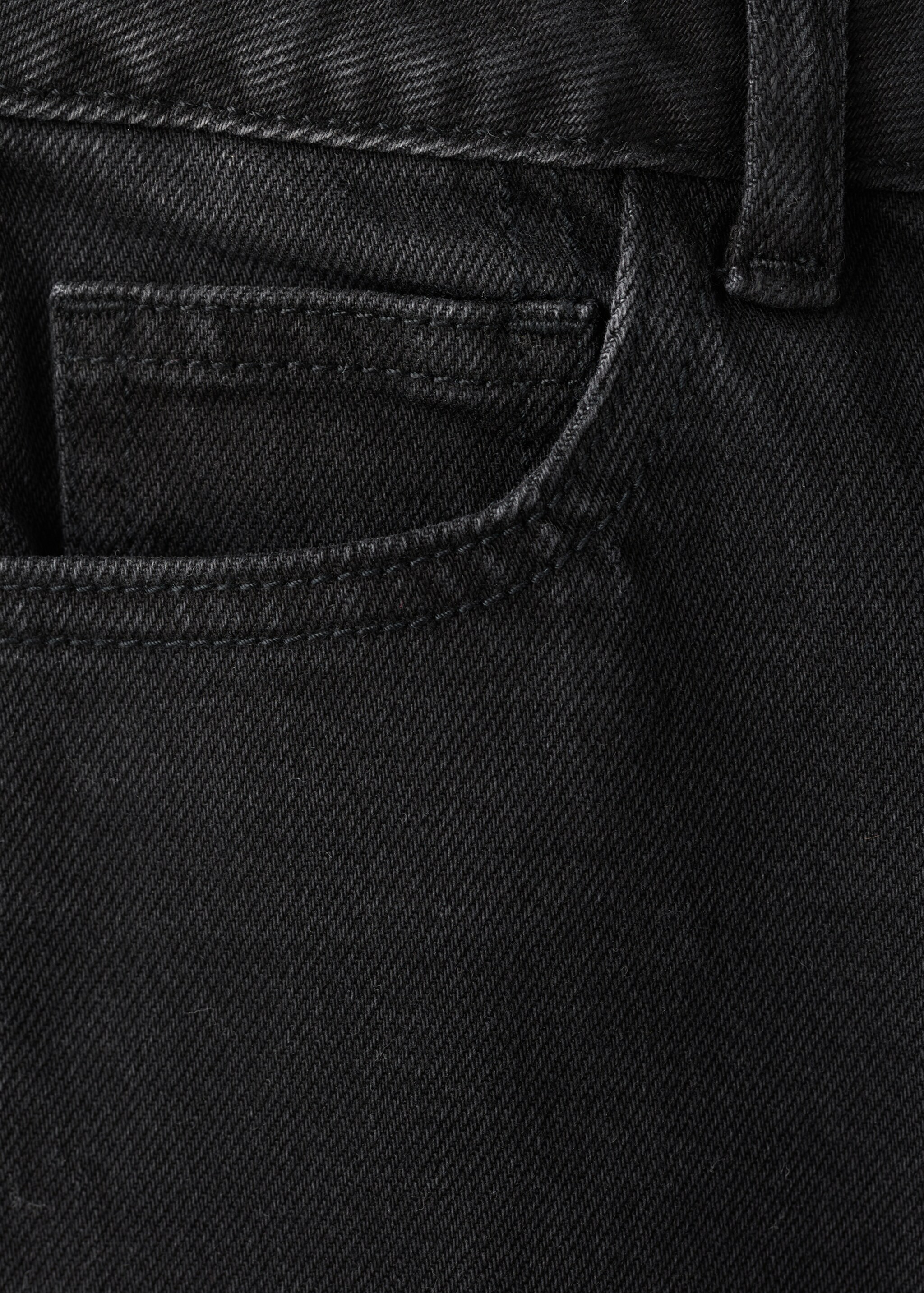 Turned-up straight jeans - Details of the article 0, Black denim. Ref: 27041239-00.