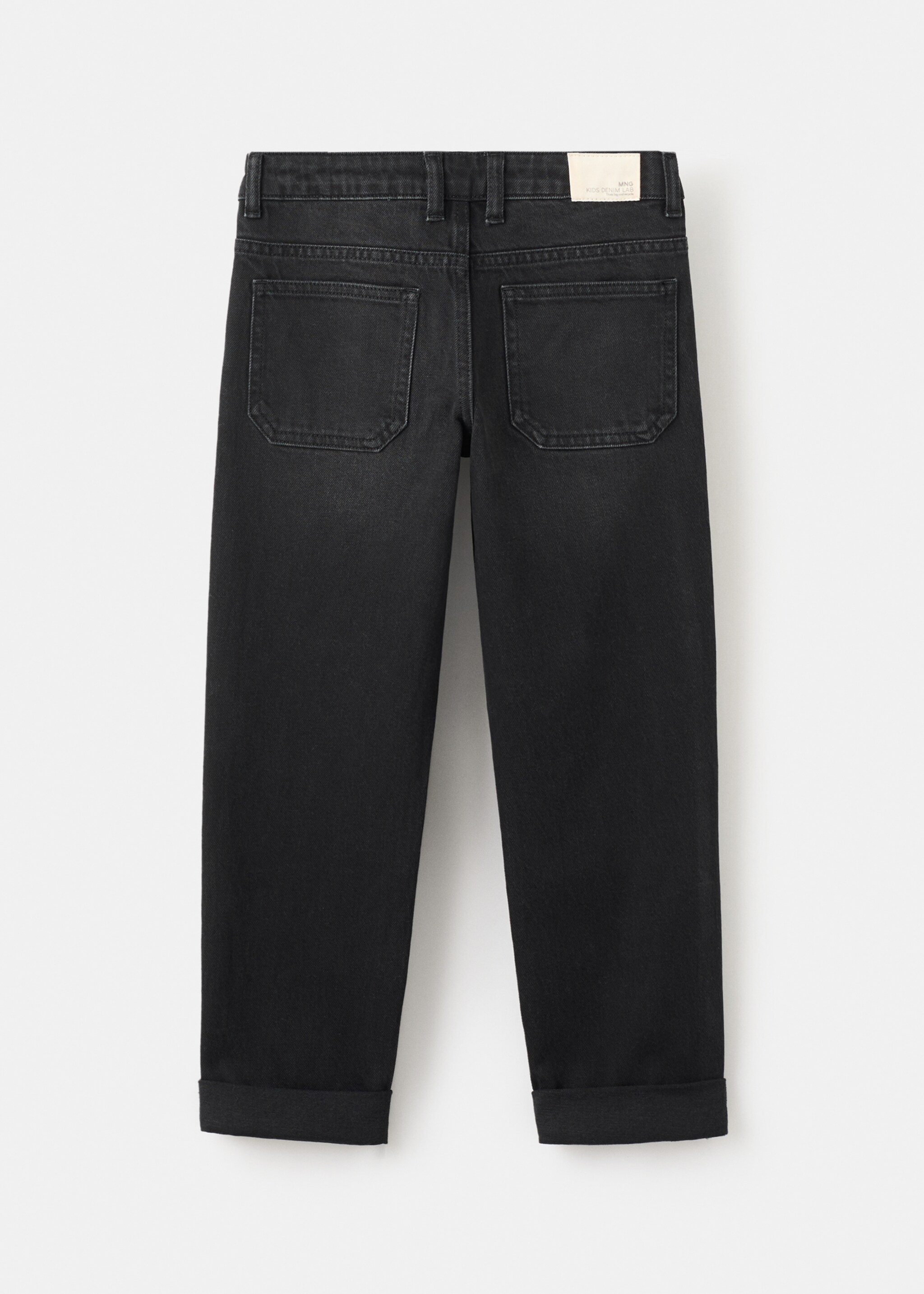 Turned-up straight jeans - Reverse of the article, Black denim. Ref: 27041239-00.