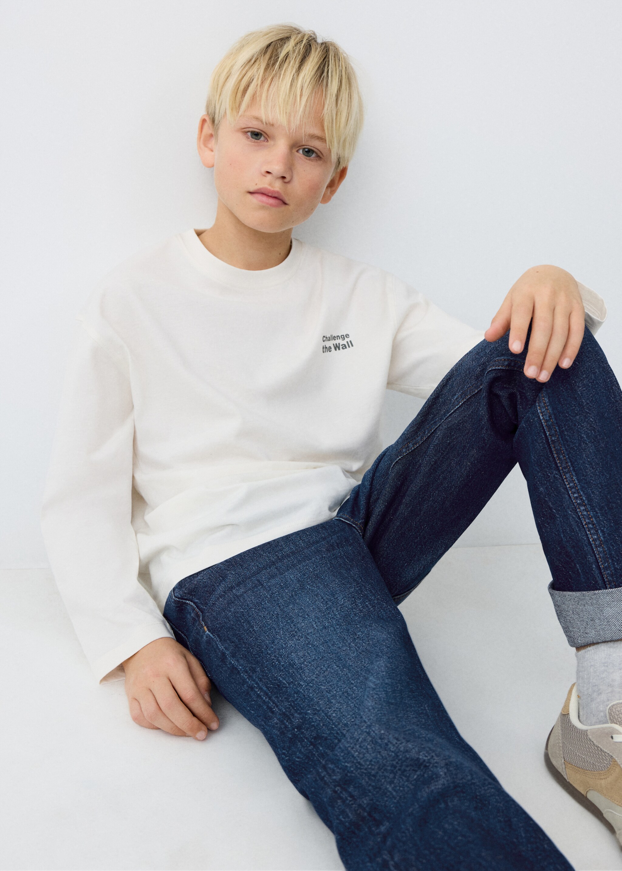 Gerade Jeans mit Umschlag - Mittlere Ansicht, Dunkelblau. Ref: 27041239-00.