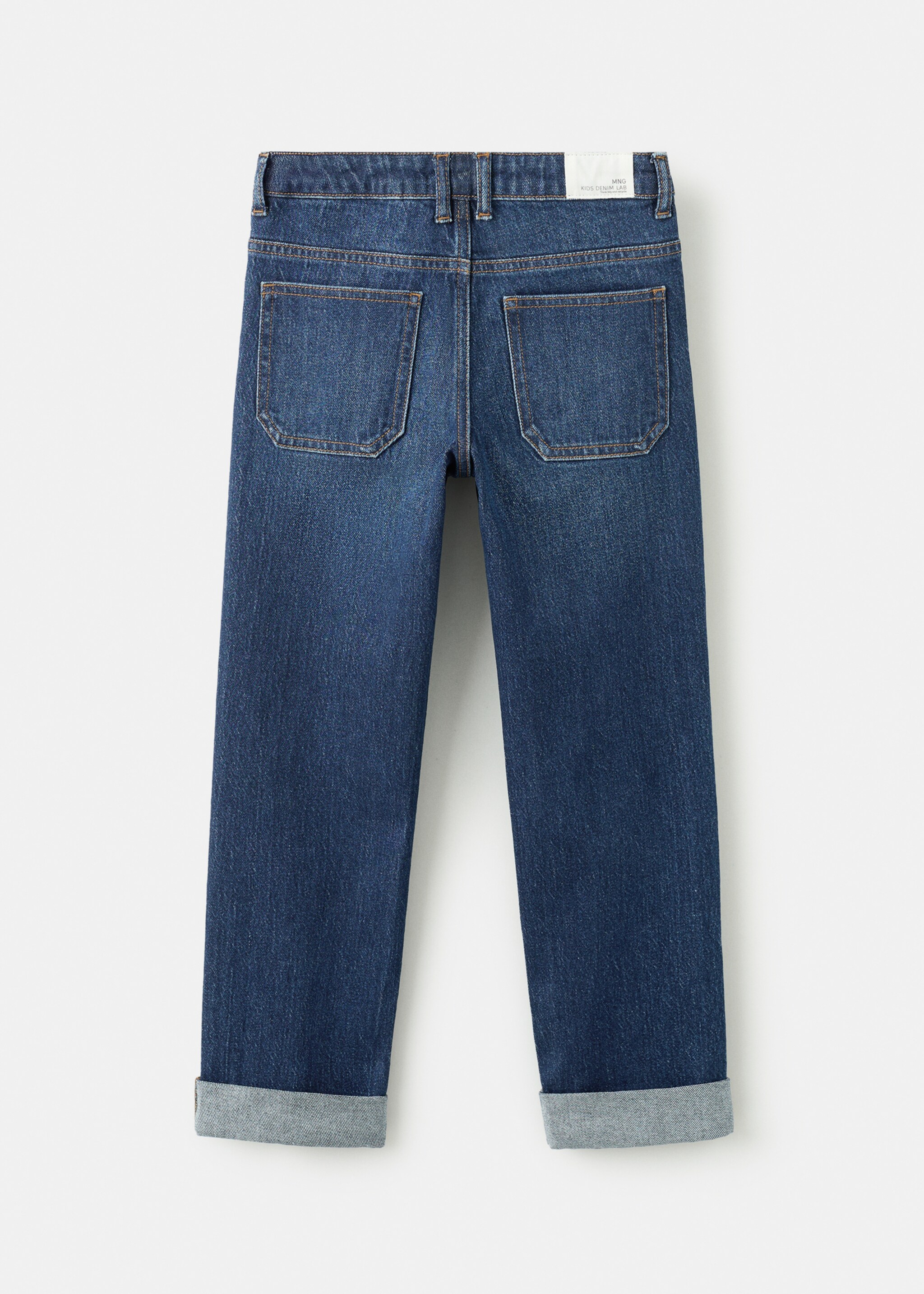 Turned-up straight jeans - Reverse of the article, Dark Blue. Ref: 27041239-00.