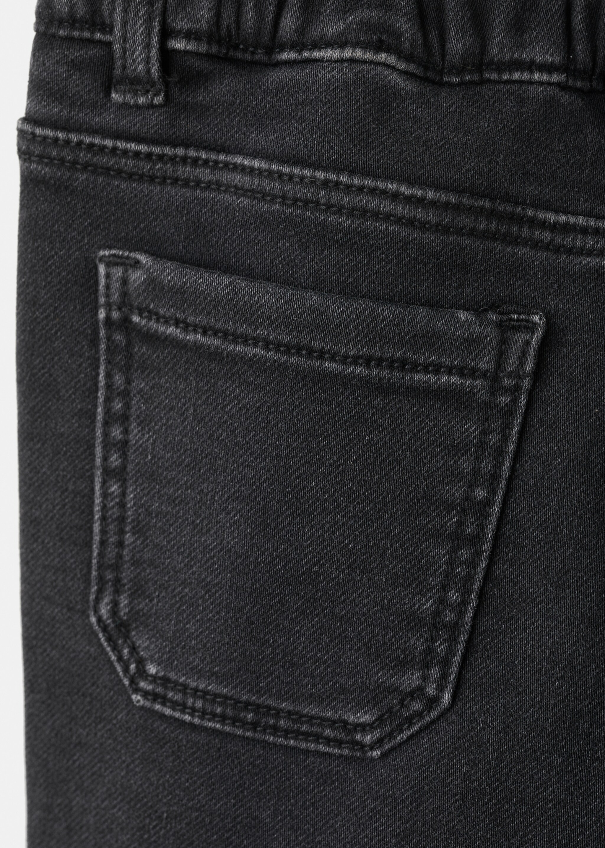 Straight jeans with drawstring - Details of the article 0, Black denim. Ref: 27041241-00.