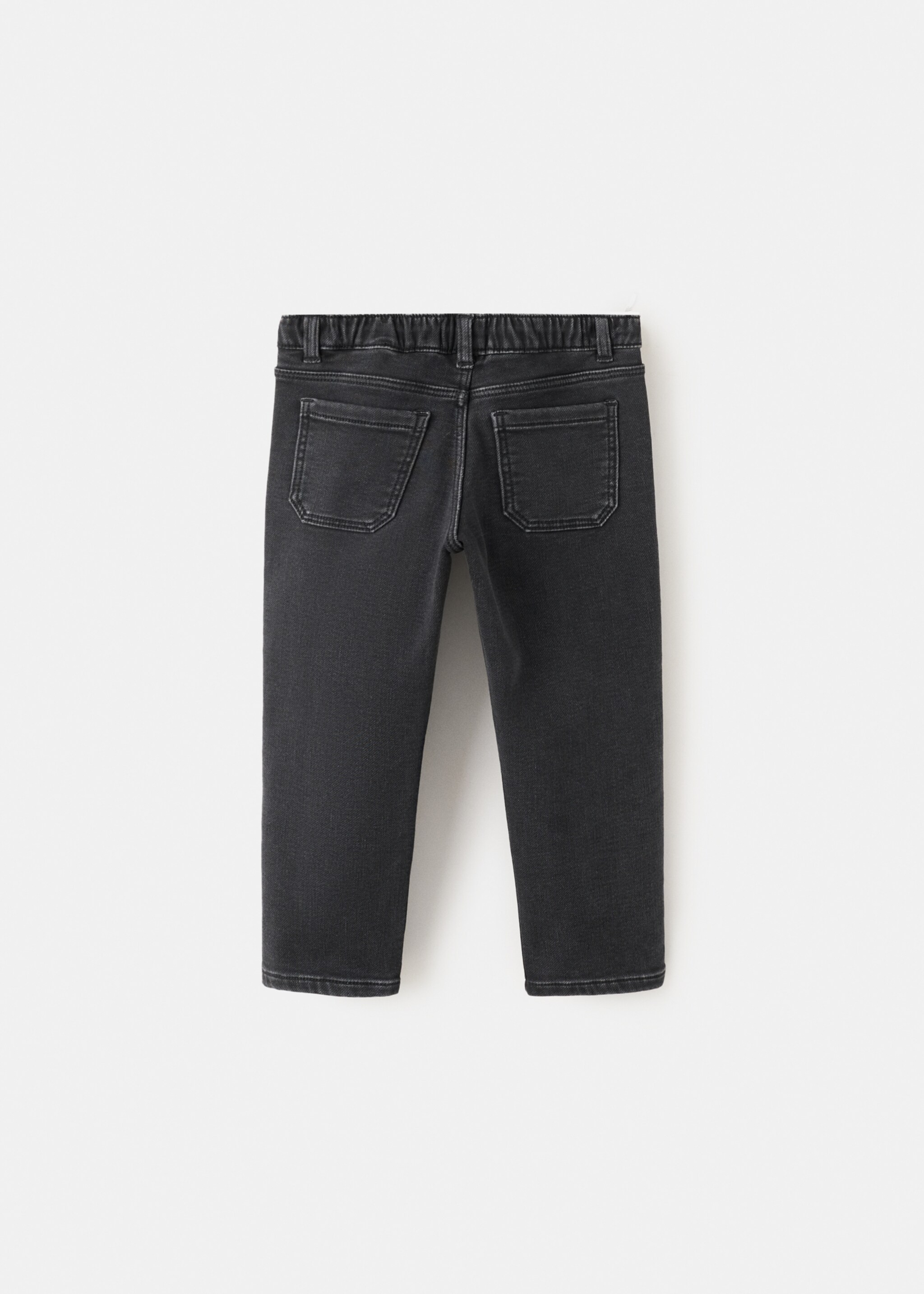 Straight jeans with drawstring - Reverse of the article, Black denim. Ref: 27041241-00.