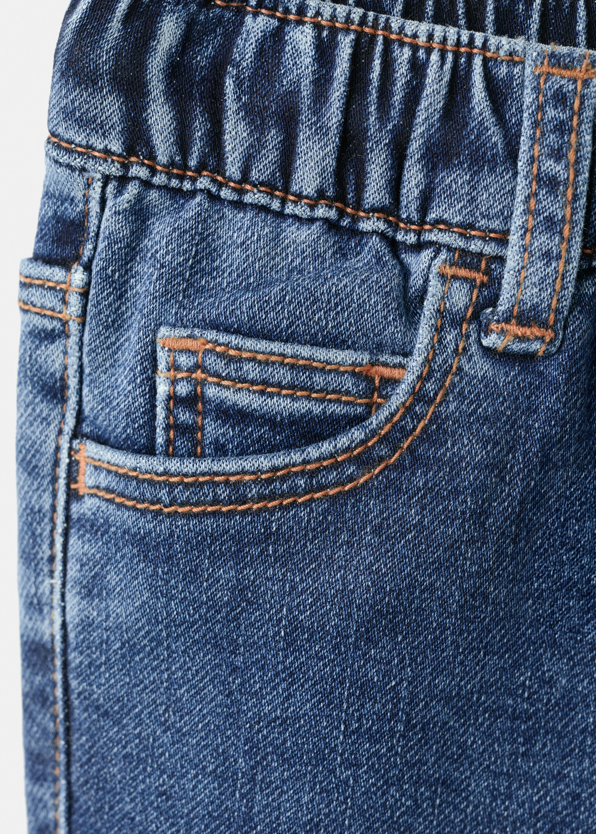 Straight jeans with drawstring - Details of the article 0, Dark Blue. Ref: 27041241-00.