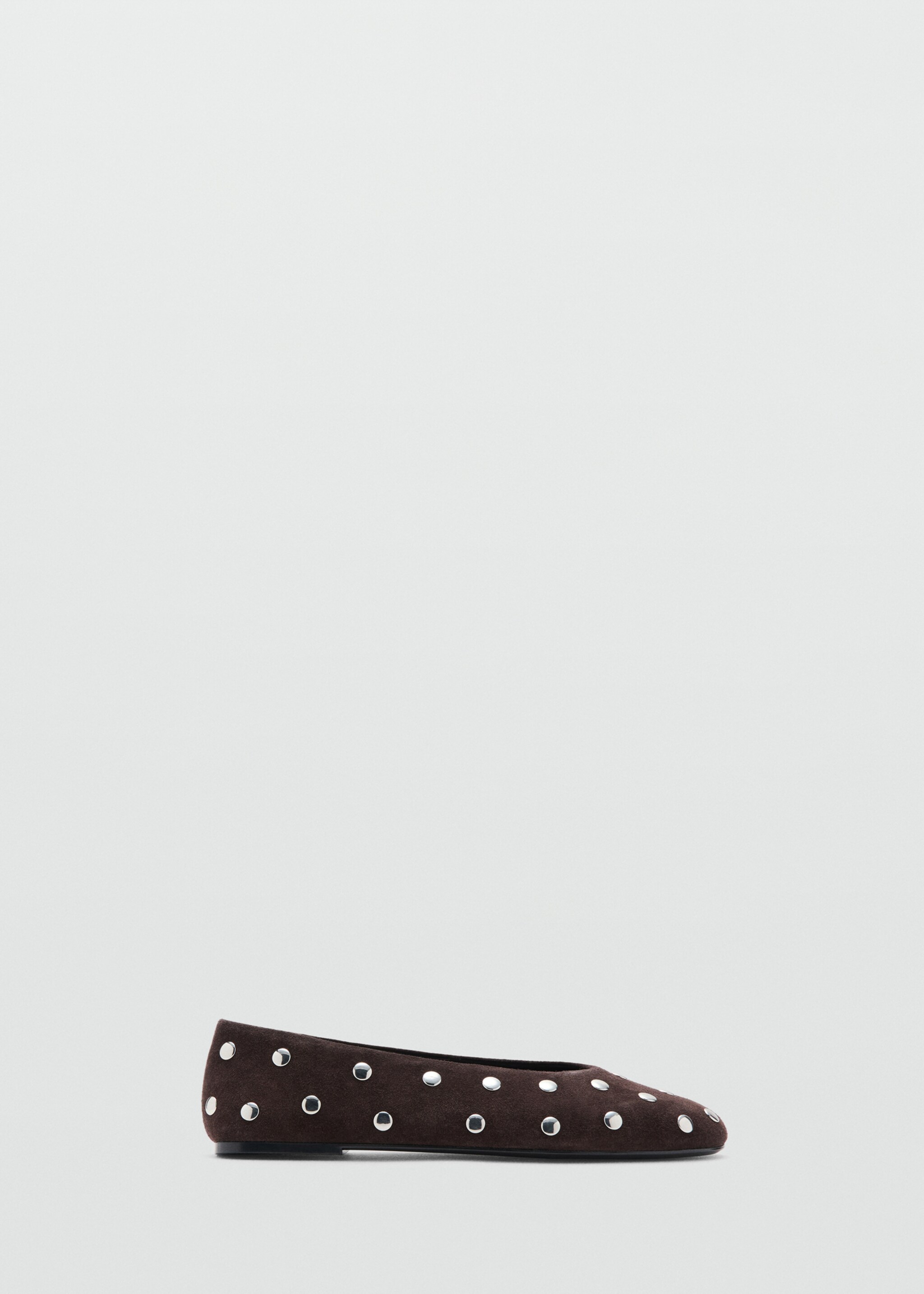 Suede ballet flats with studs - Article without model, Chocolate. Ref: 27041242-00.