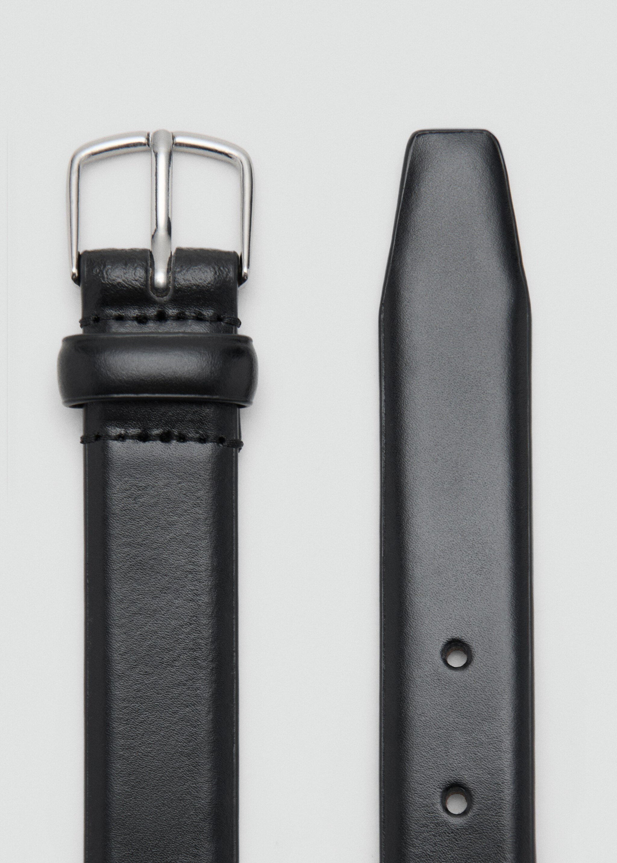 Кожаный ремень с пряжкой - Деталь изделия 1, Черный. Ref: 27041246-00.