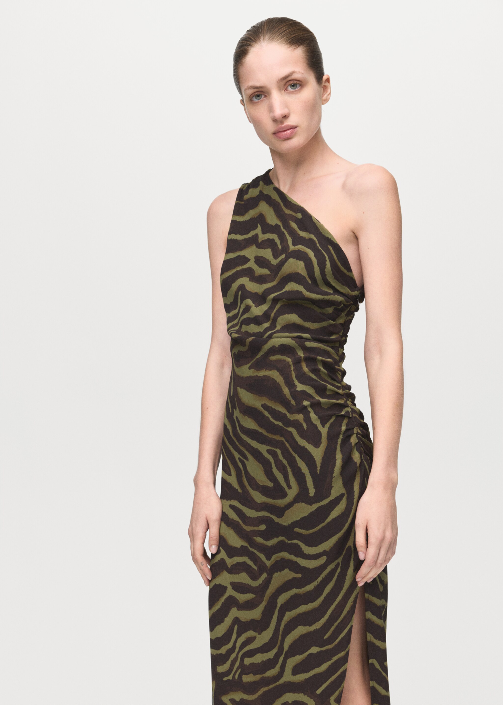 Printed asymmetrical dress - Medium plane, Green. Ref: 27041248-00.