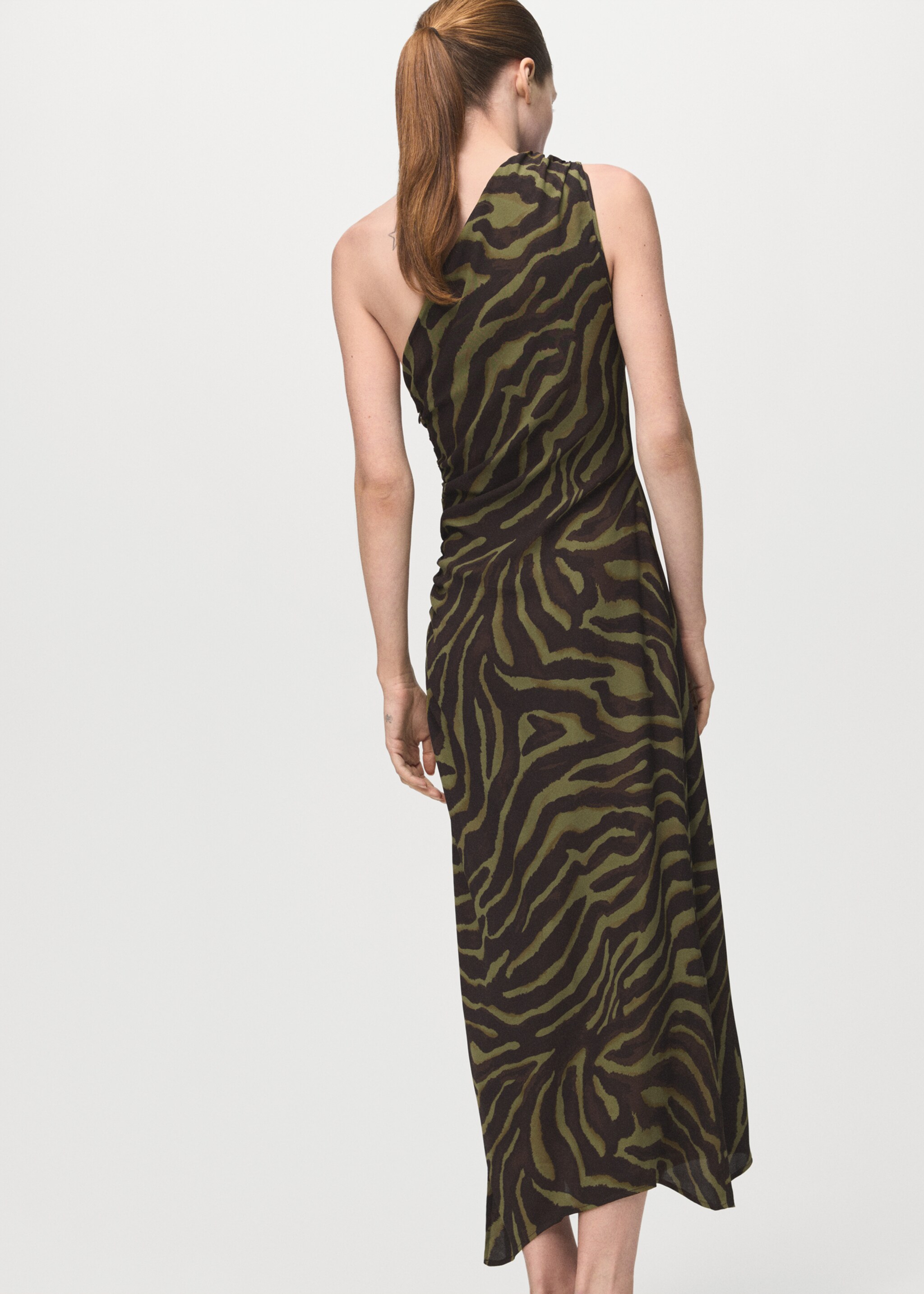 Printed asymmetrical dress - Reverse of the article, Green. Ref: 27041248-00.
