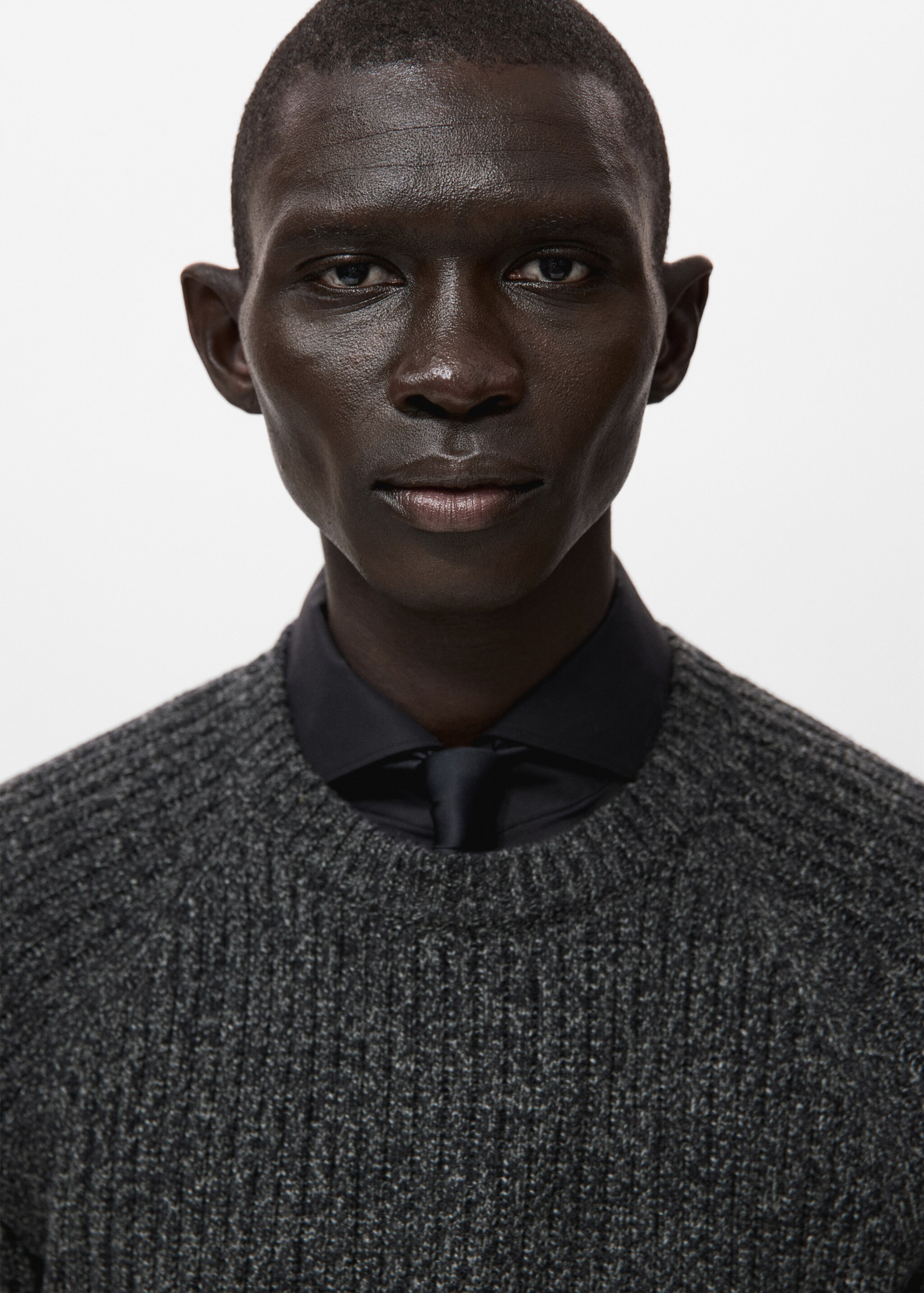 Jersey punto canalé mezcla lana - Detalle del artículo 1, Gris oscuro vigoré. Ref: 27041252-00.