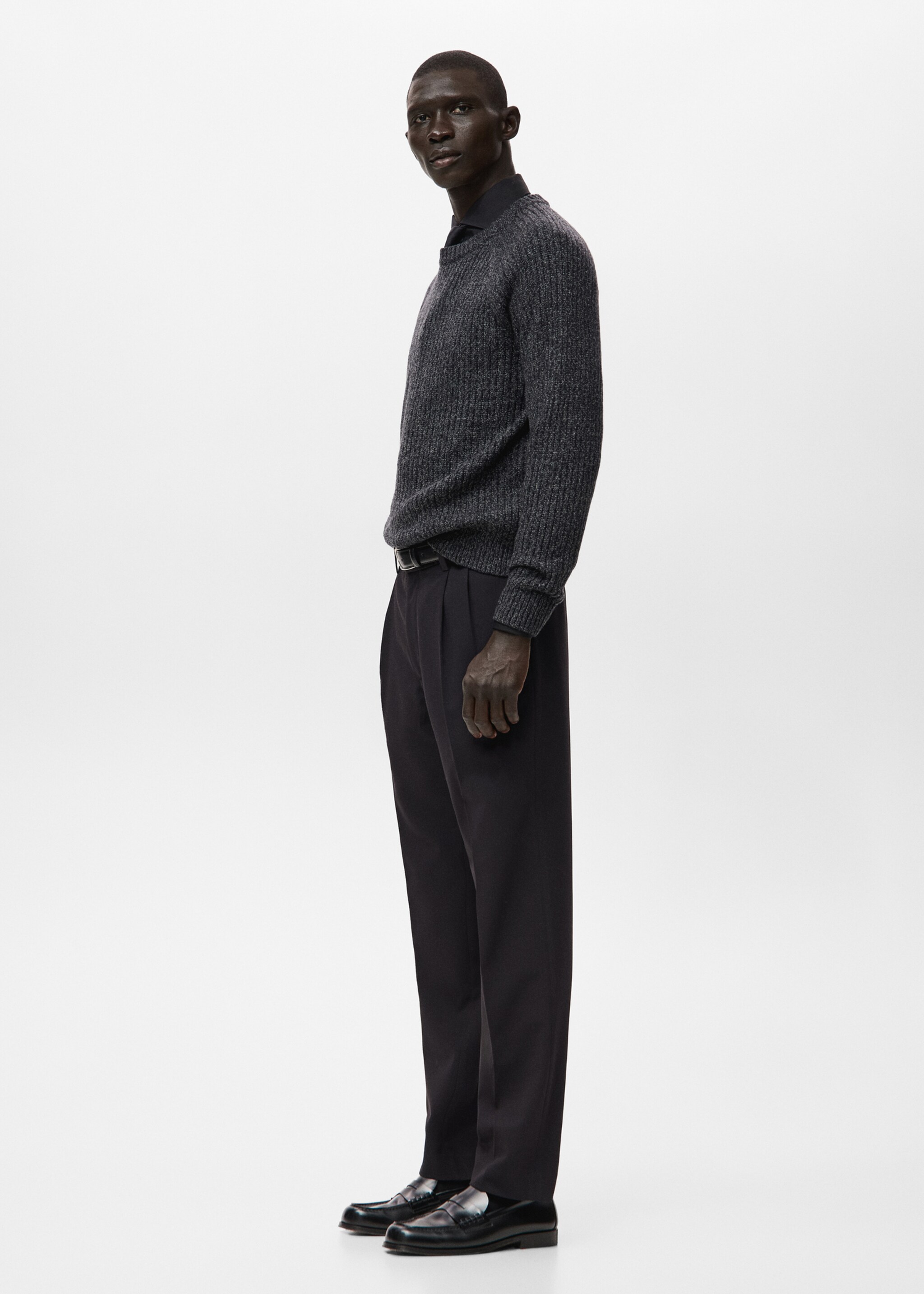 Jersey punto canalé mezcla lana - Detalle del artículo 2, Gris oscuro vigoré. Ref: 27041252-00.