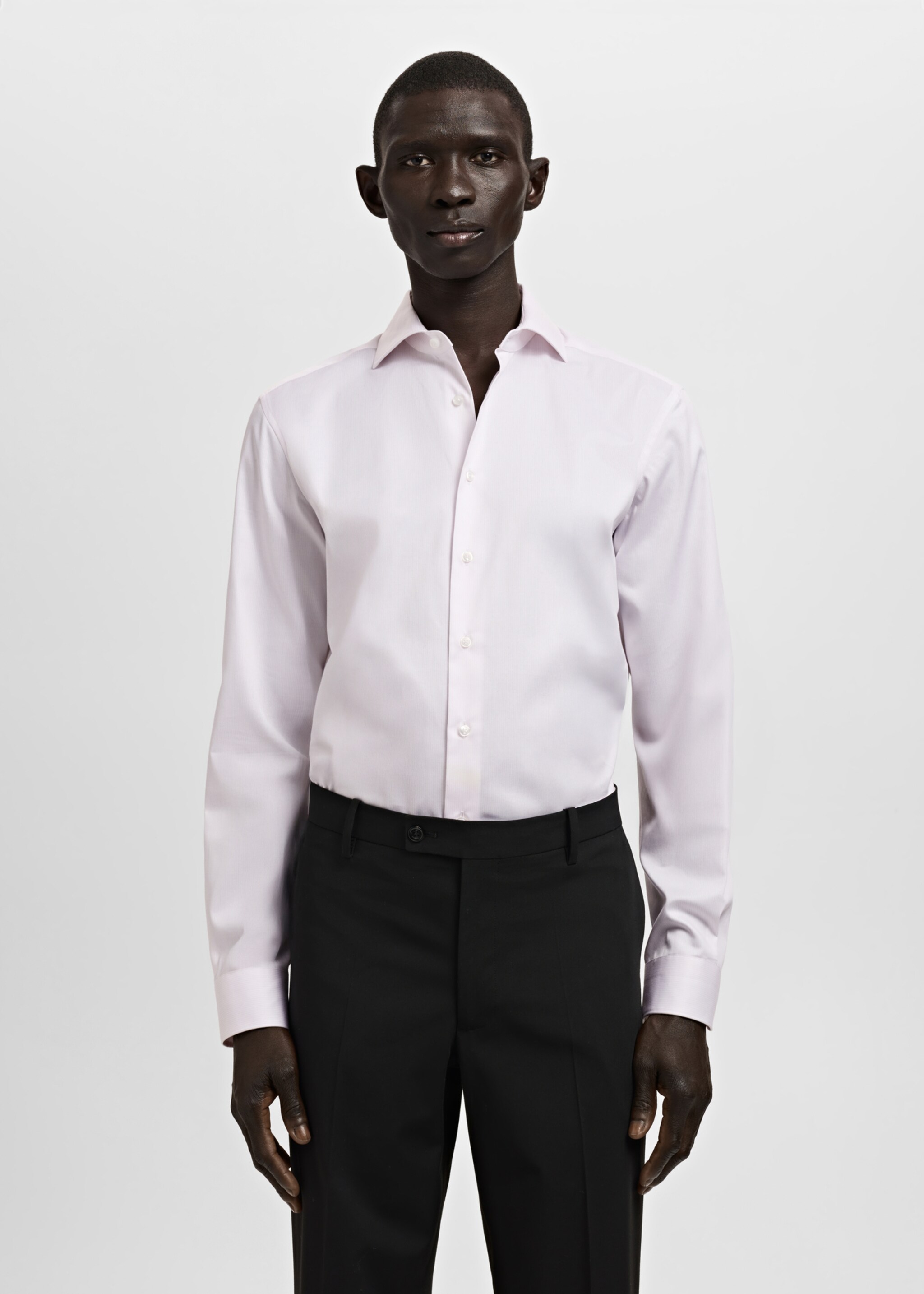 Chemise costume slim fit 100 % coton - Plan moyen, Rose. Ref: 27041254-00.