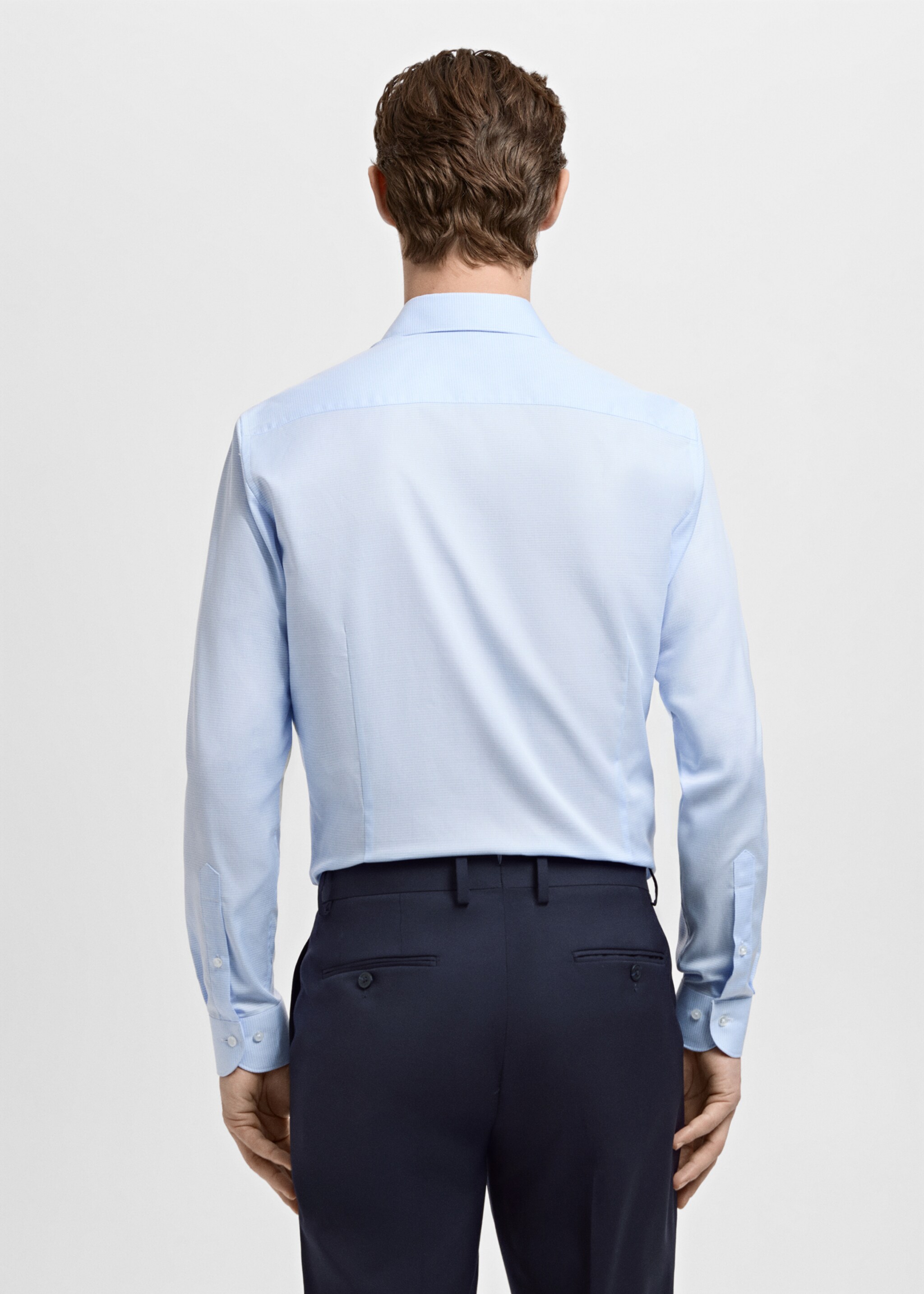 Slim-fit micro-print twill suit shirt - Reverse of the article, Sky Blue. Ref: 27041255-00.