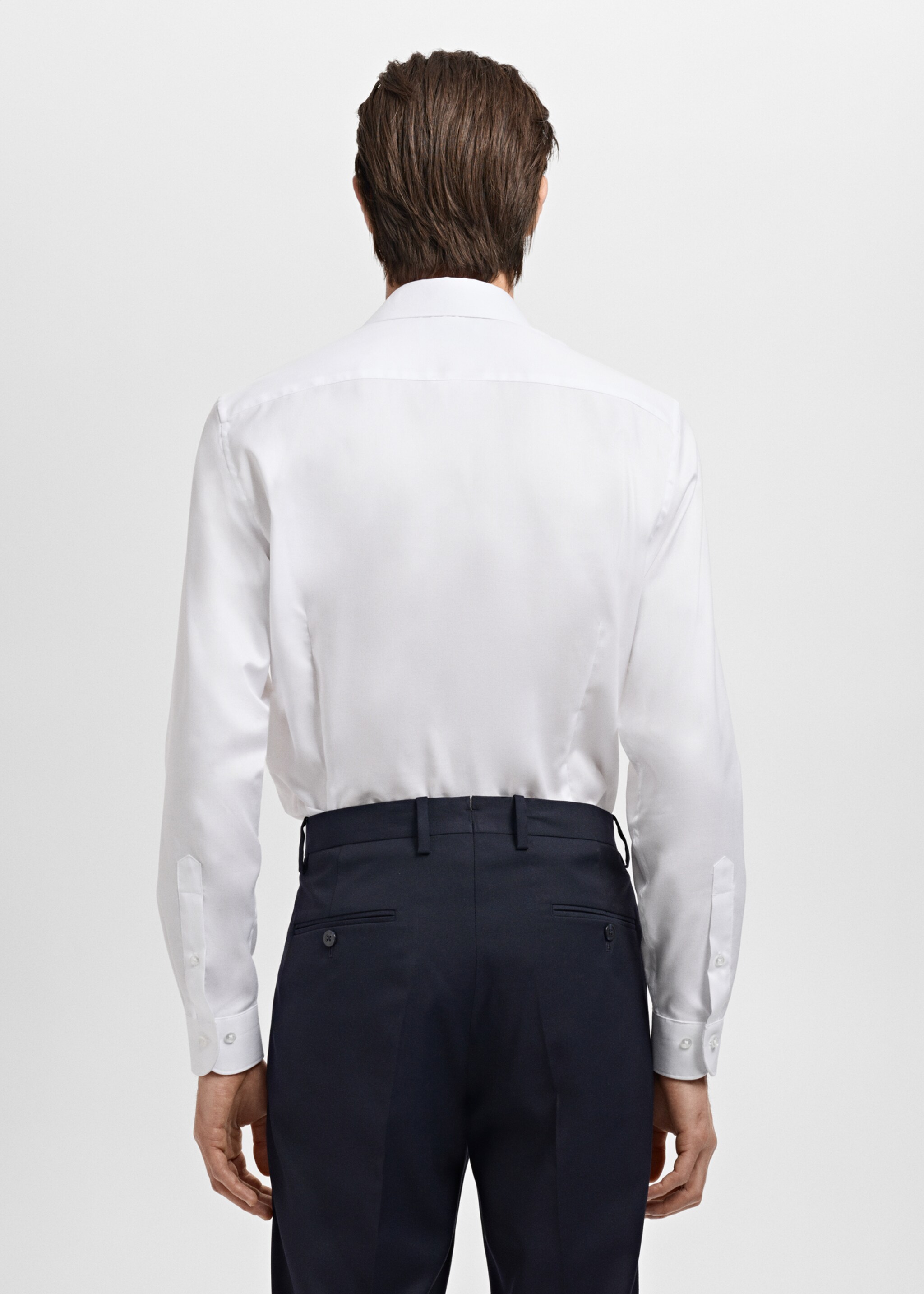 Slim-fit cotton suit shirt - Reverse of the article, White. Ref: 27041256-00.