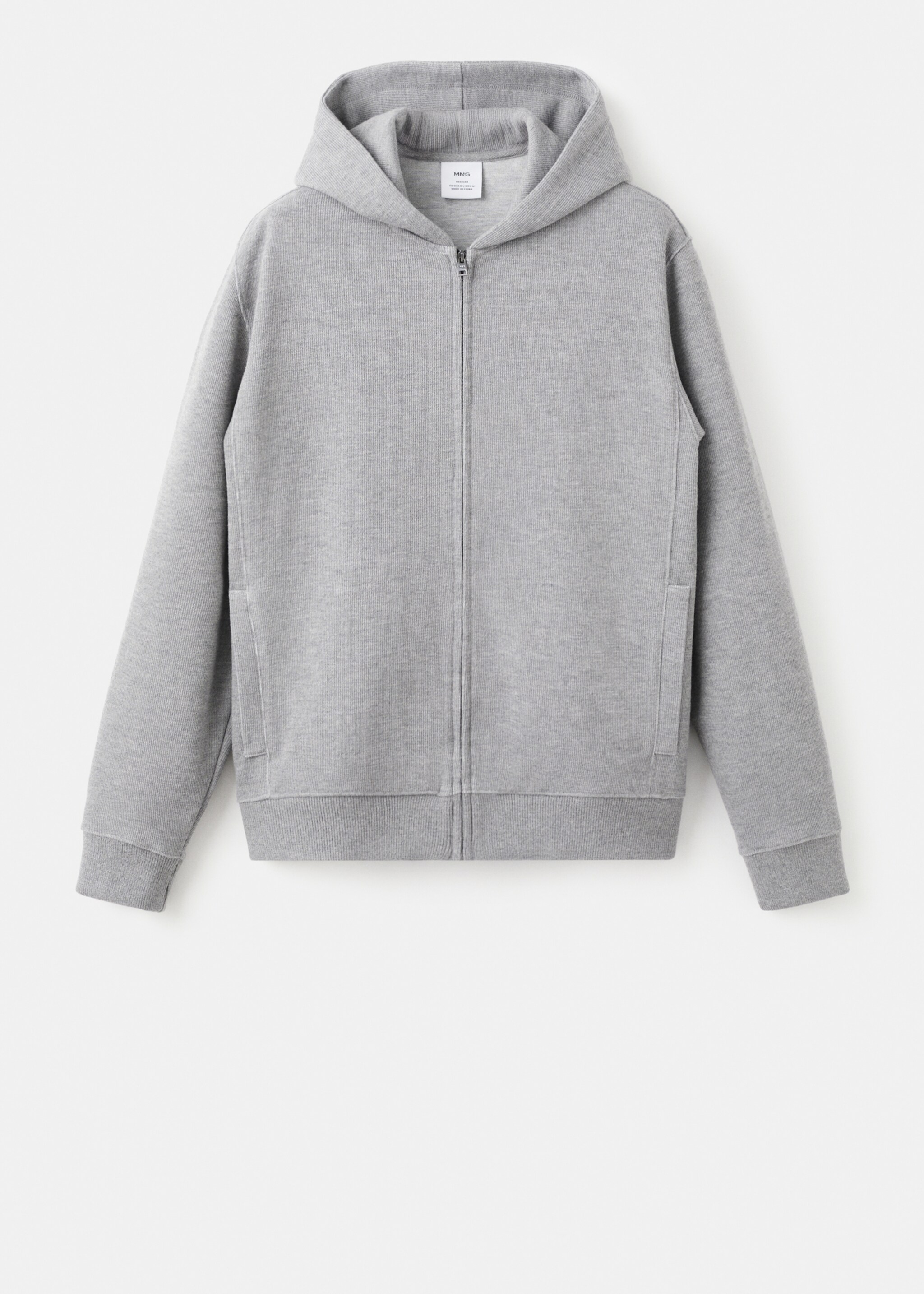 Textured hooded sweatshirt - Article without model, Light Heather Grey. Ref: 27041260-00.
