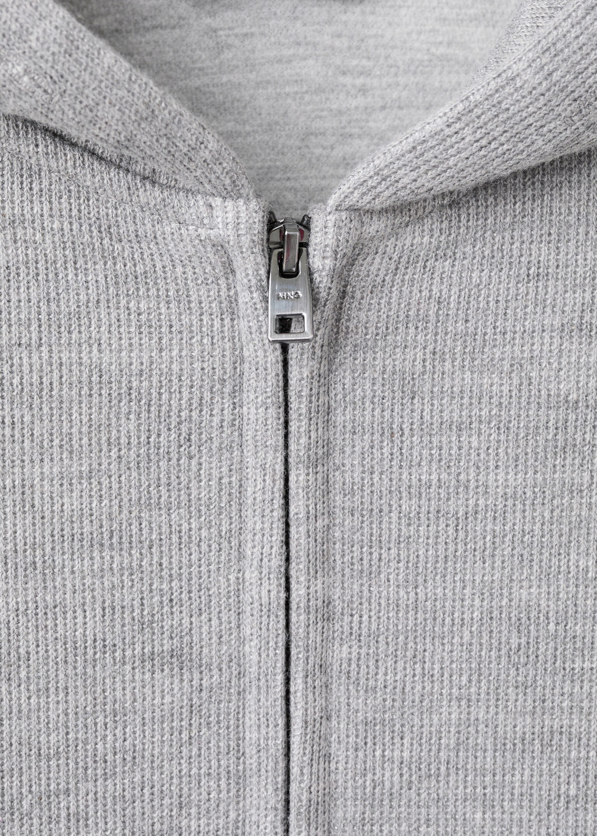 Textured hooded sweatshirt - Details of the article 8, Light Heather Grey. Ref: 27041260-00.