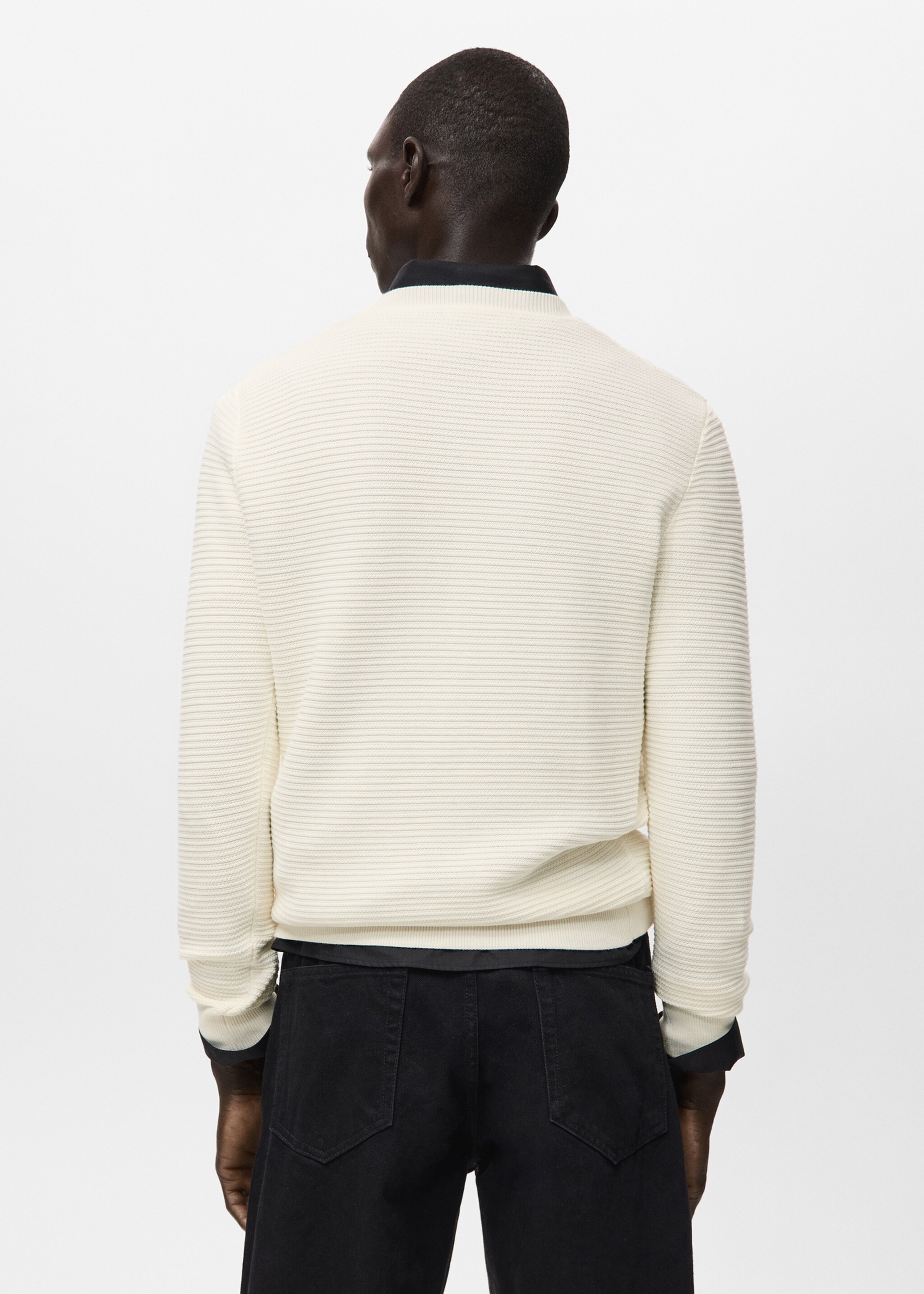 100% cotton braided sweater - Reverse of the article, Off White. Ref: 27041261-00.