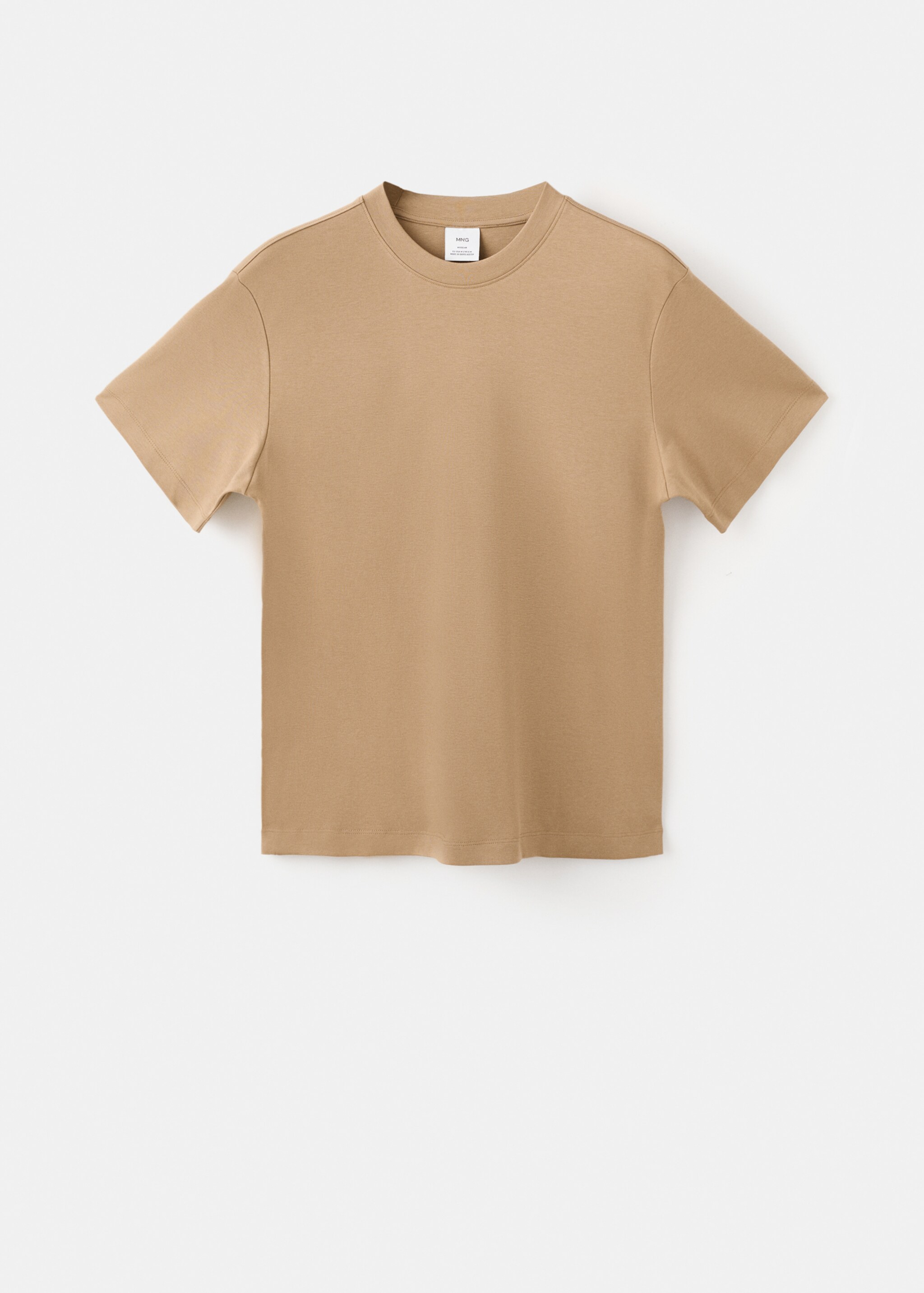 Medium weight regular fit T-shirt - Article without model, Medium Brown. Ref: 27041262-00.