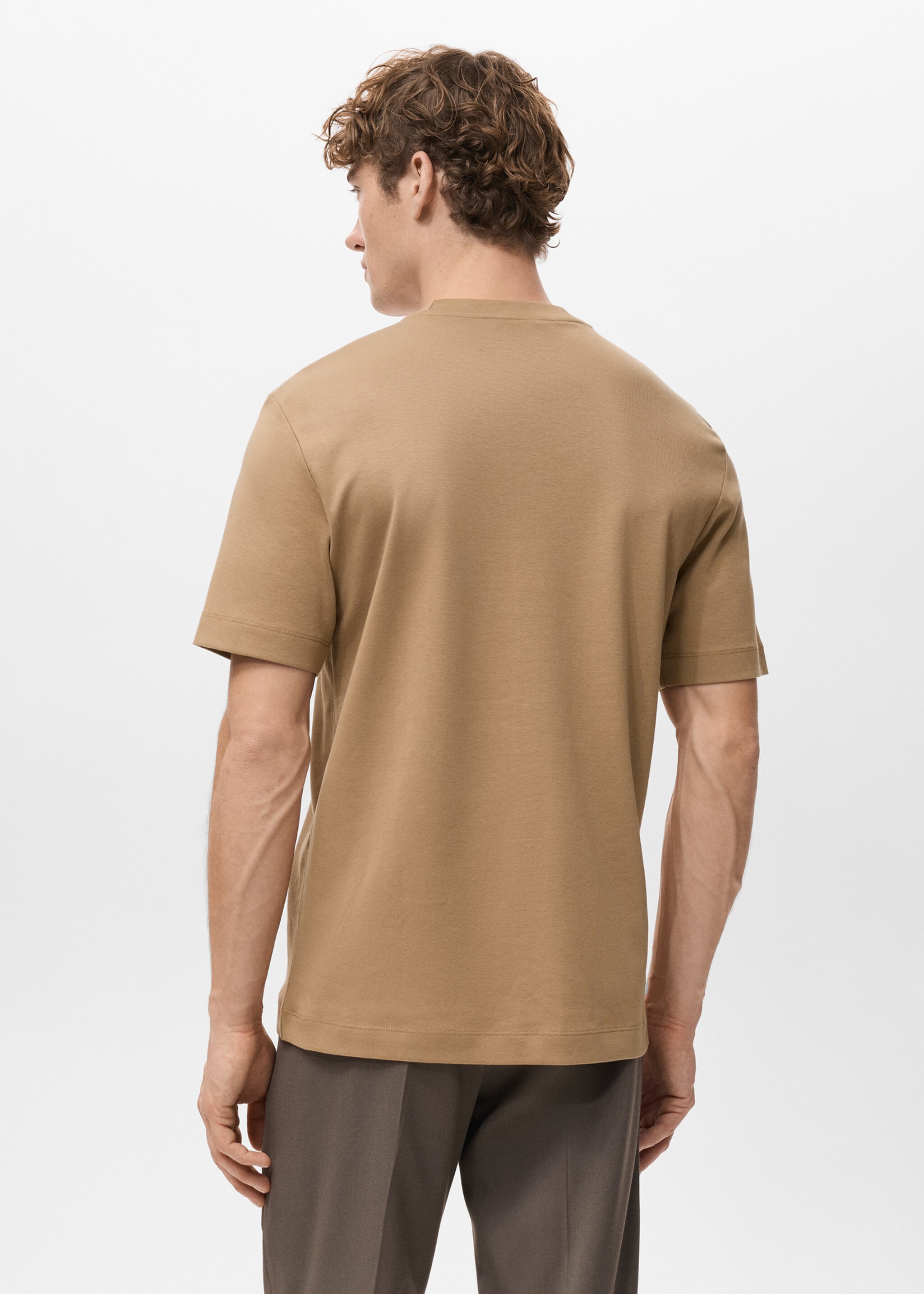 Medium weight regular fit T-shirt - Reverse of the article, Medium Brown. Ref: 27041262-00.