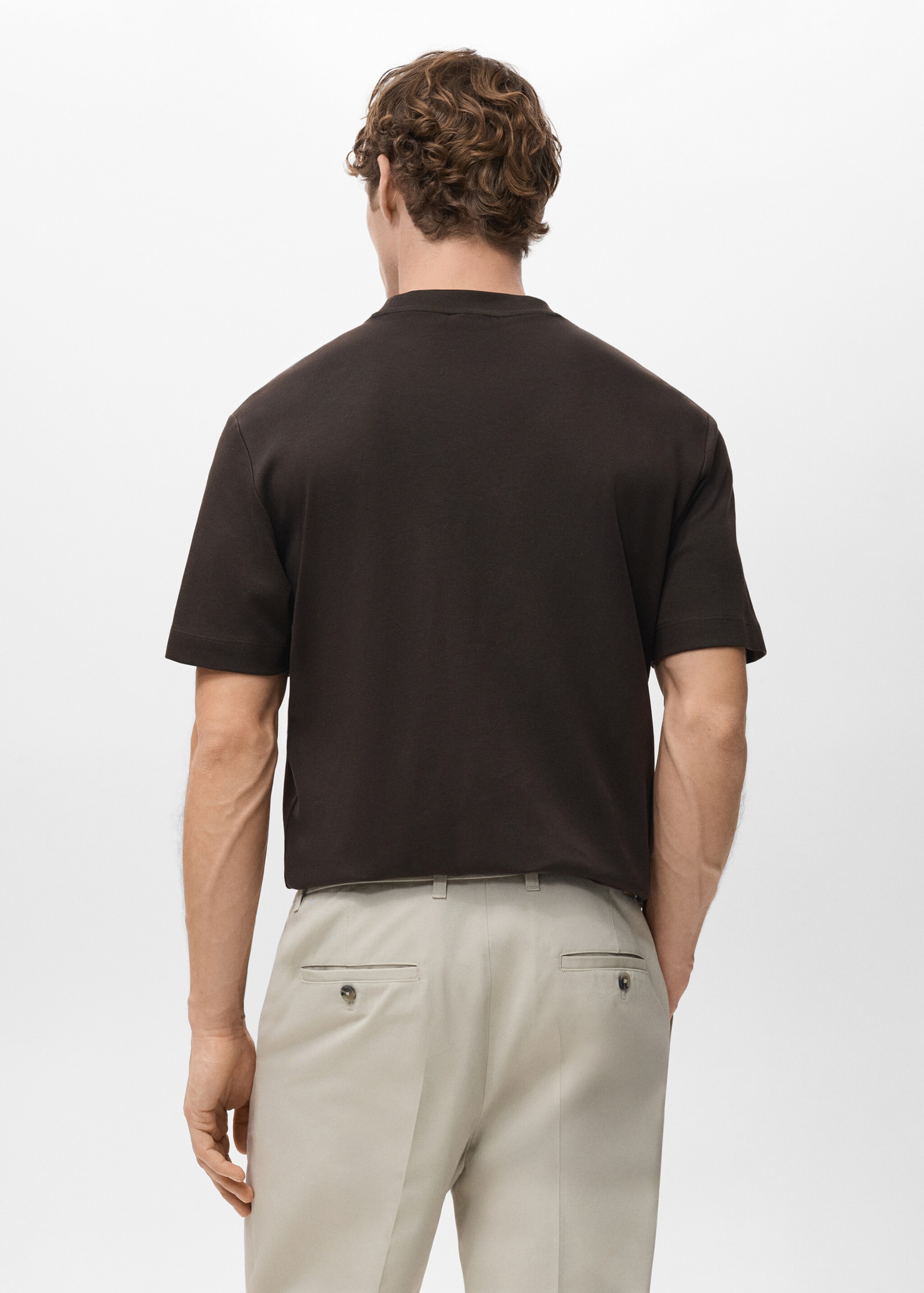 Medium weight regular fit T-shirt - Verso de l’article, Chocolat. Ref: 27041262-00.