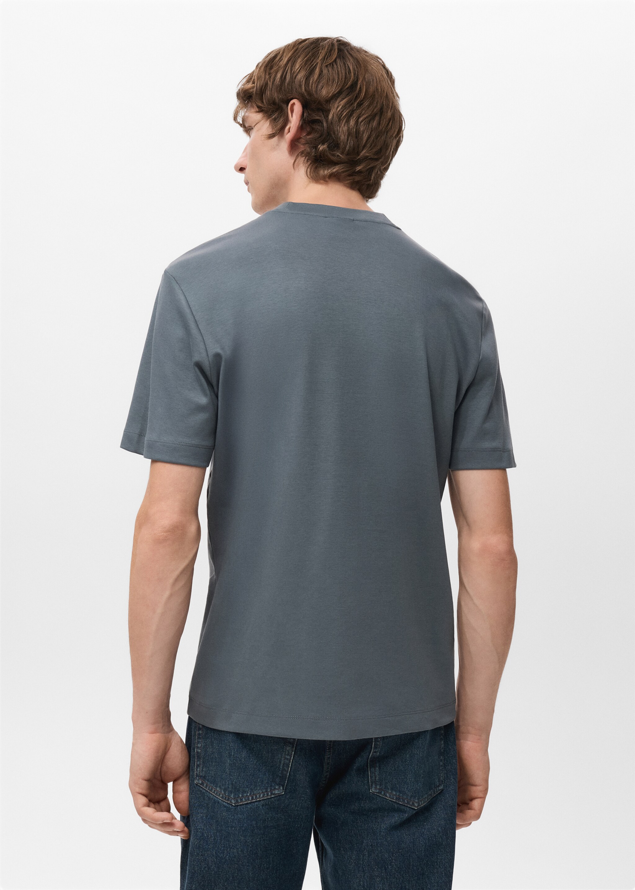 Medium weight regular fit T-shirt - Reverse of the article, Prussian Blue. Ref: 27041262-00.