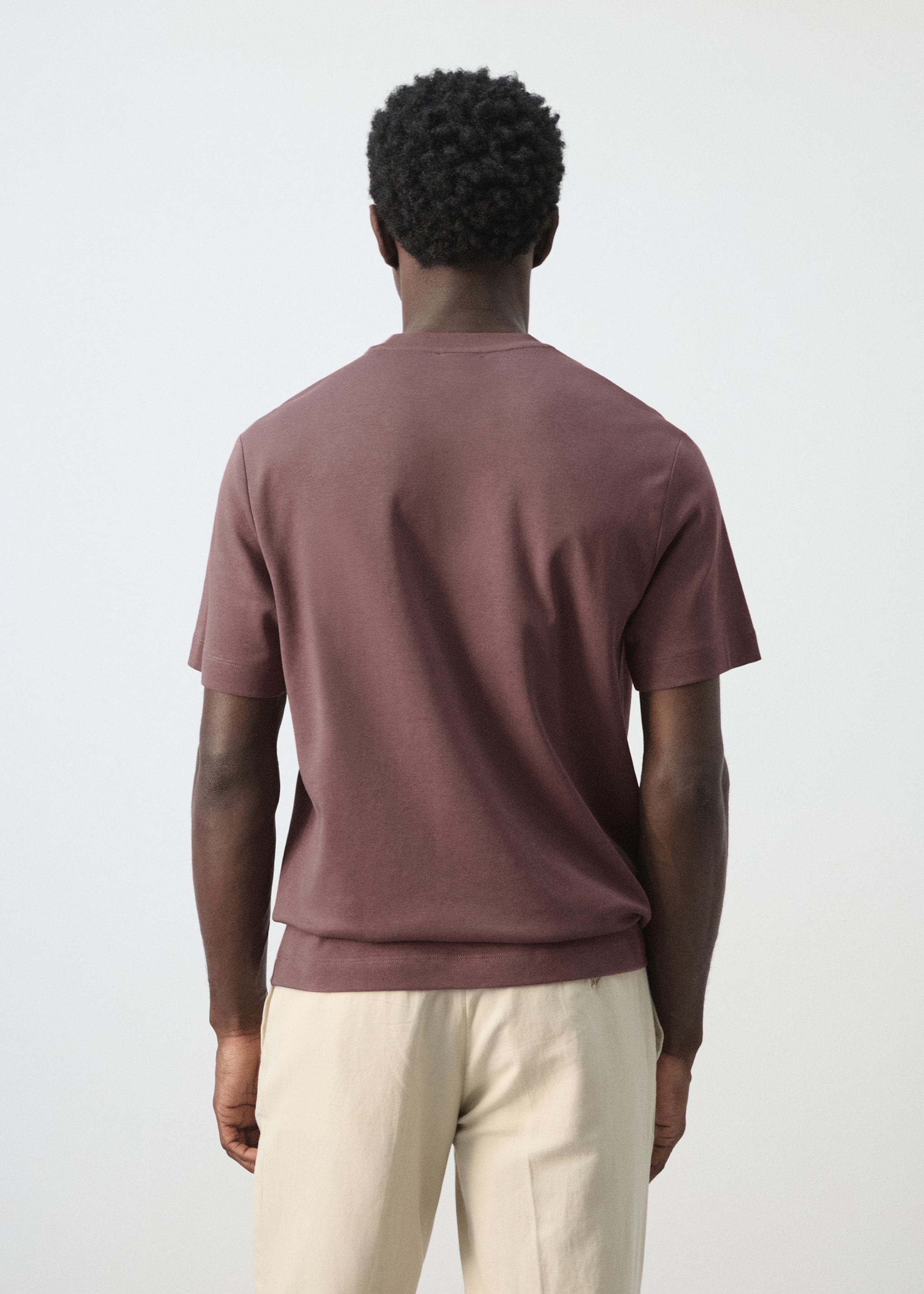 Medium weight regular fit T-shirt - Reverse of the article, Plum. Ref: 27041262-00.