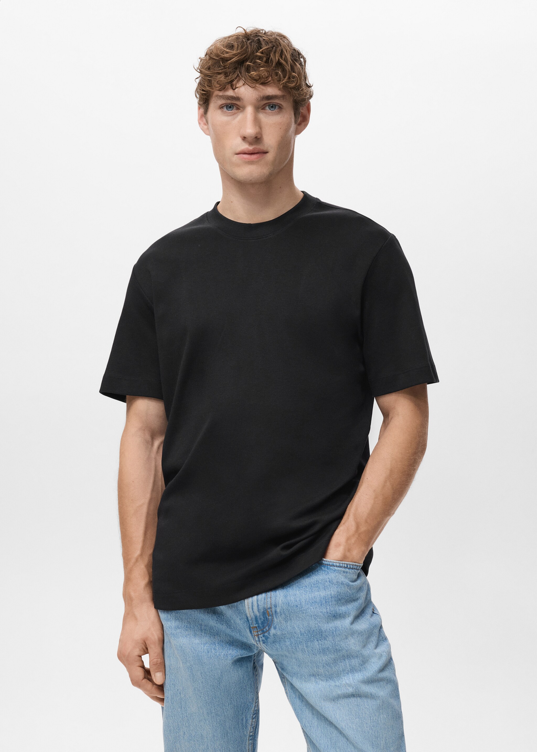 Medium weight regular fit T-shirt - Medium plane, Black. Ref: 27041262-00.