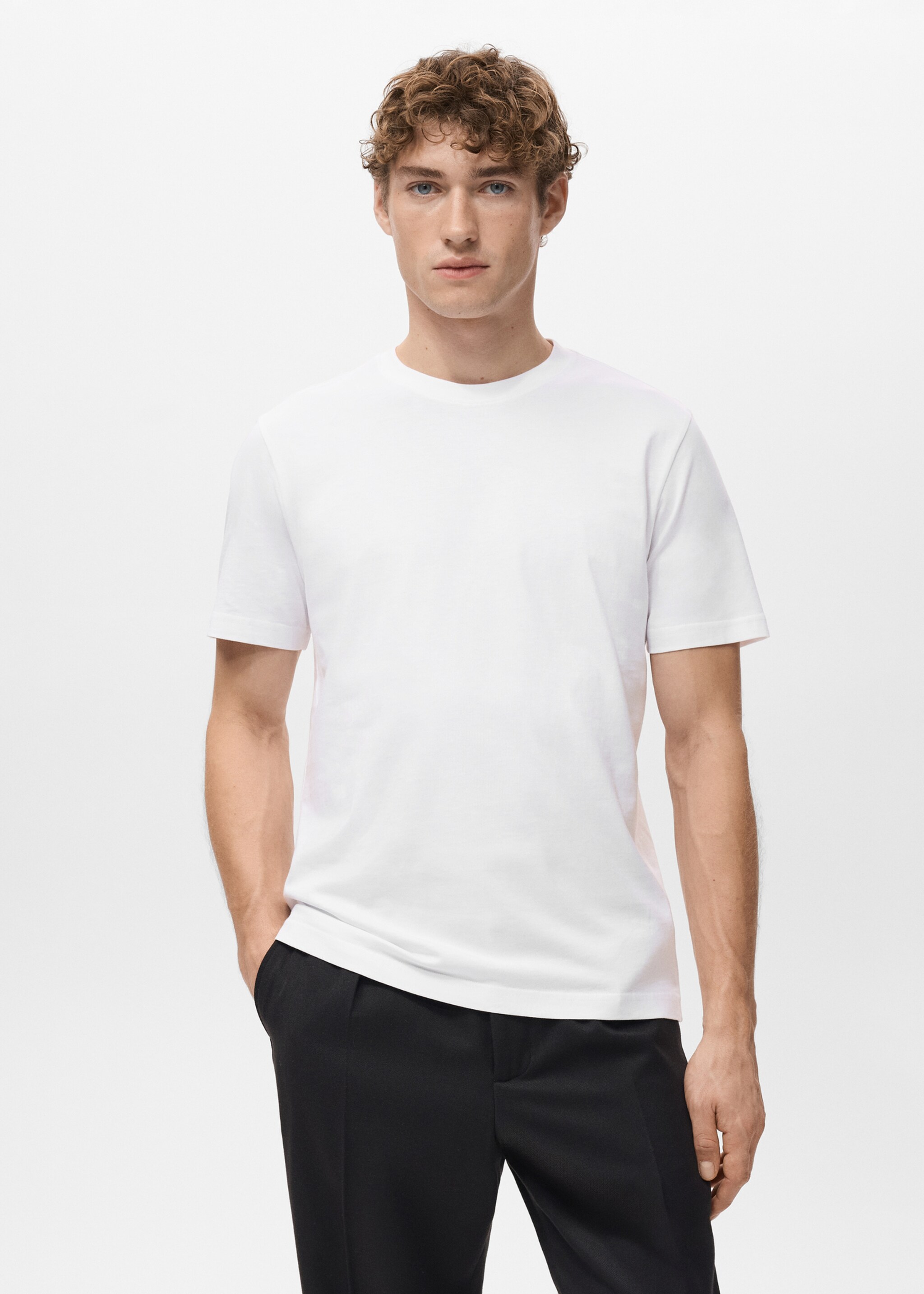 Camiseta slim fit 100% algodón - Plano medio, Blanco. Ref: 27041263-00.
